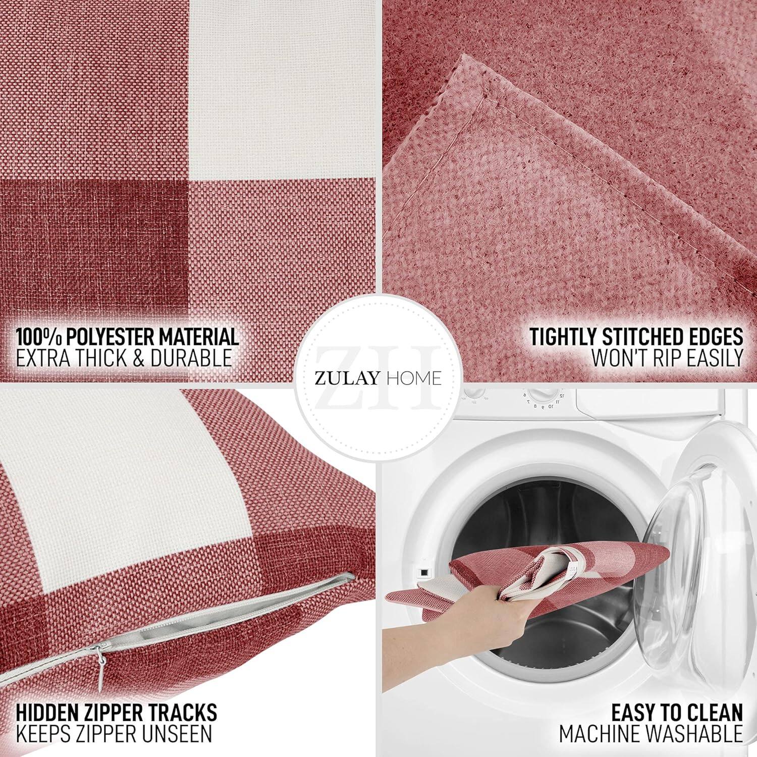 100% Polyester Material  
Extra Thick & Durable  

Tightly Stitched Edges  
Won't Rip Easily  

Hidden Zipper Tracks  
Keeps Zipper Unseen  

Easy to Clean  
Machine Washable