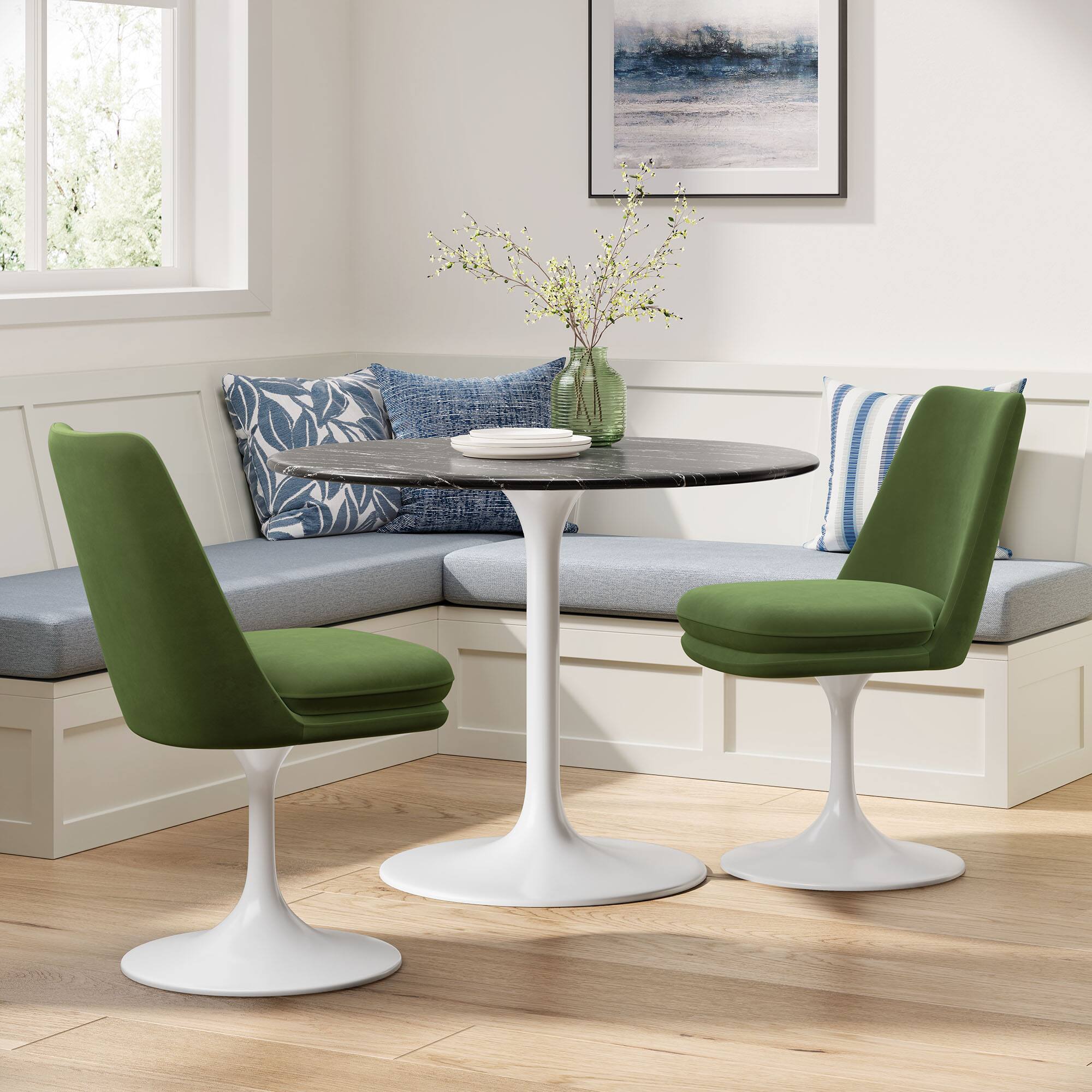 Alt View 5. Modway - Lippa Swivel Dining Performance Velvet Side Chair by Modway - Green.