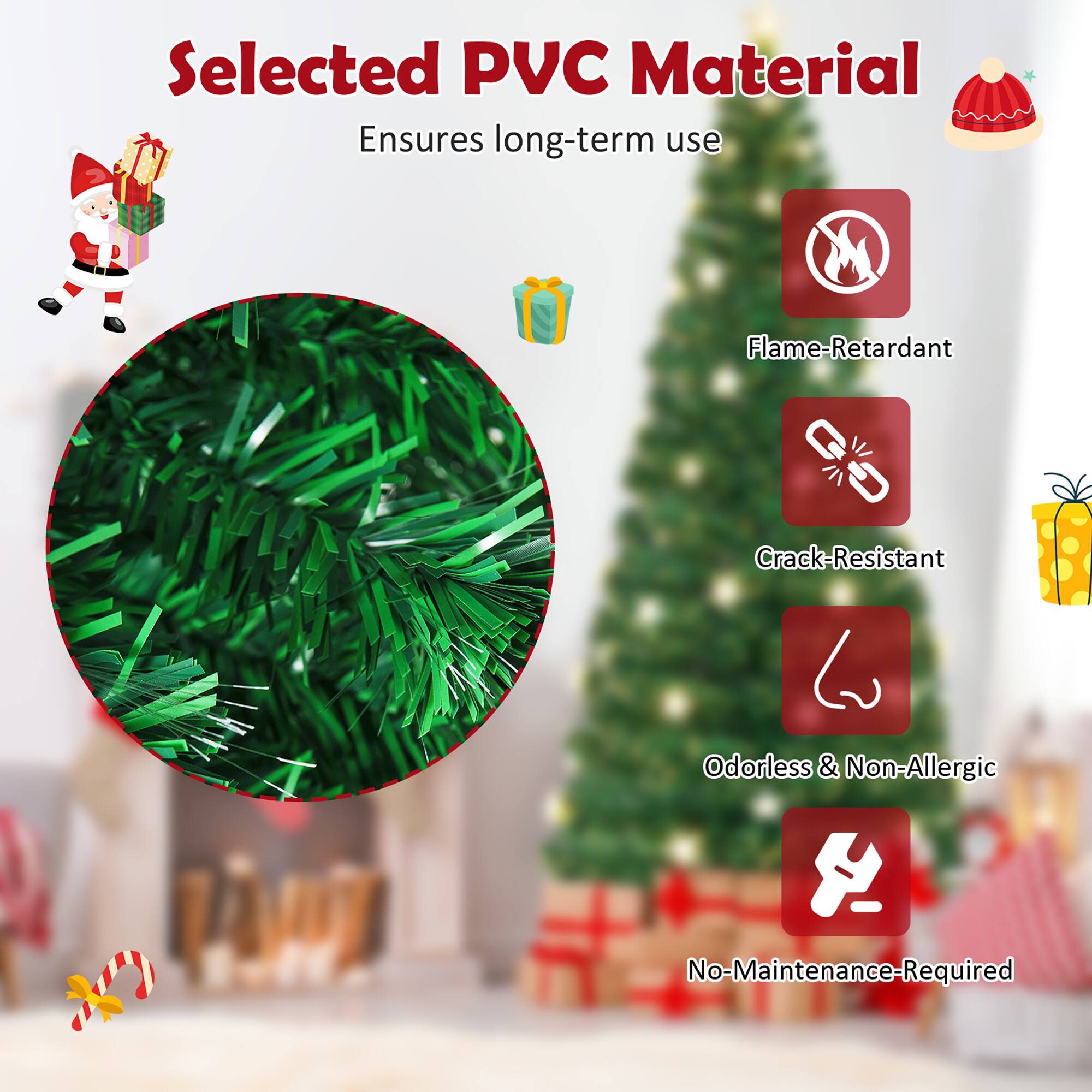 Selected PVC Material  
Ensures long-term use  

- Flame-Retardant  
- Crack-Resistant  
- Odorless & Non-Allergic  
- No-Maintenance-Required
