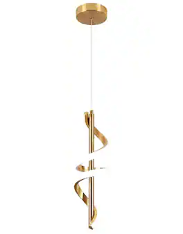 FINEAK - Spiral Gold LED Pendant Light Fixtures - 5500K Cold White, Modern Adjustable Height Hanging Lights