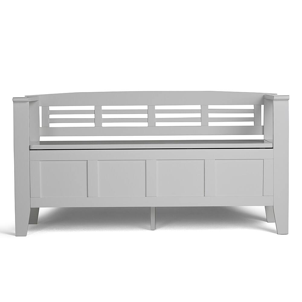 Angle. Simpli Home - Adams Entryway Storage Bench With Backrest - White.
