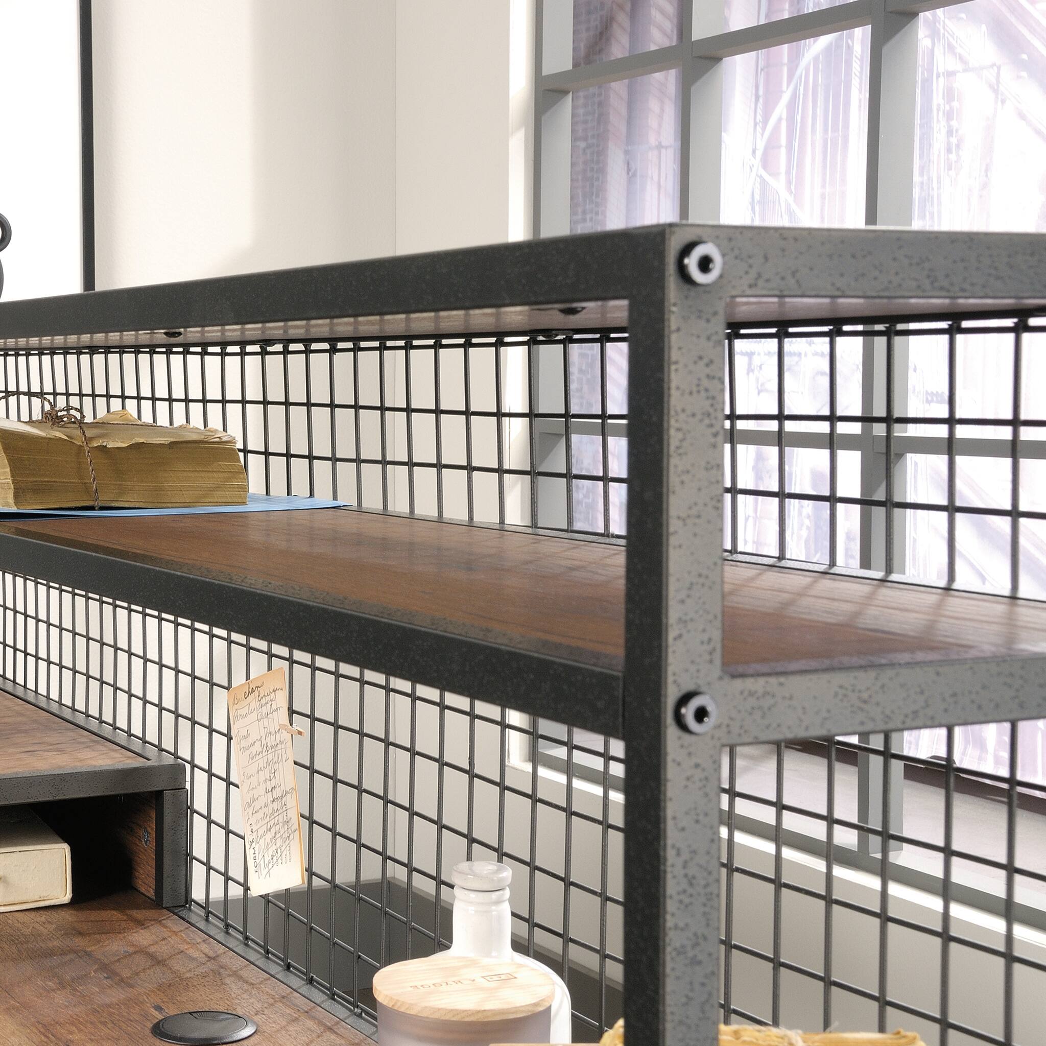 Alt View 2. TinyHomie - L-Shaped Desk Brown finish - Brown.