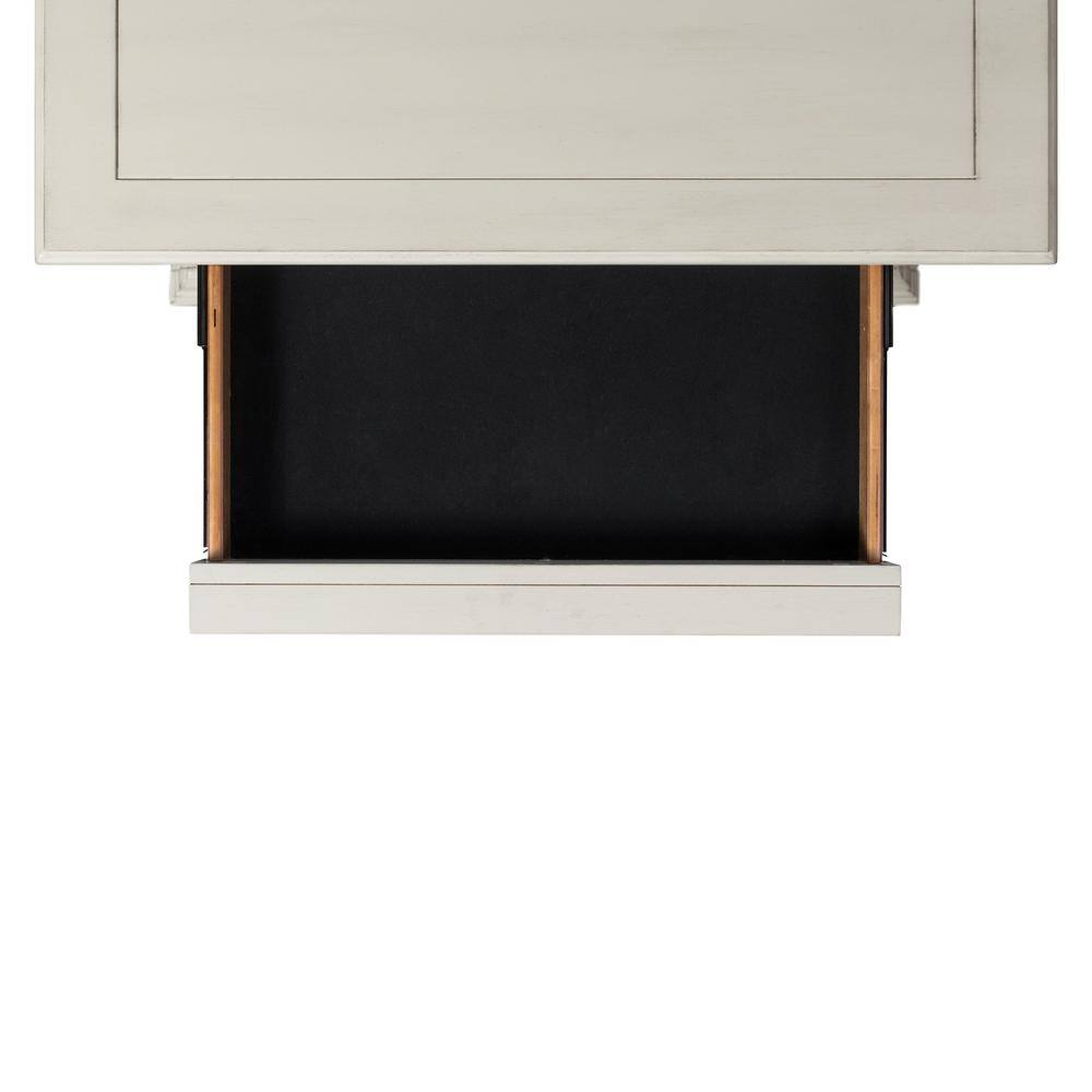 Left. FurniFact - White 3-Drawer Nightstand with USB Ports - Antique White.