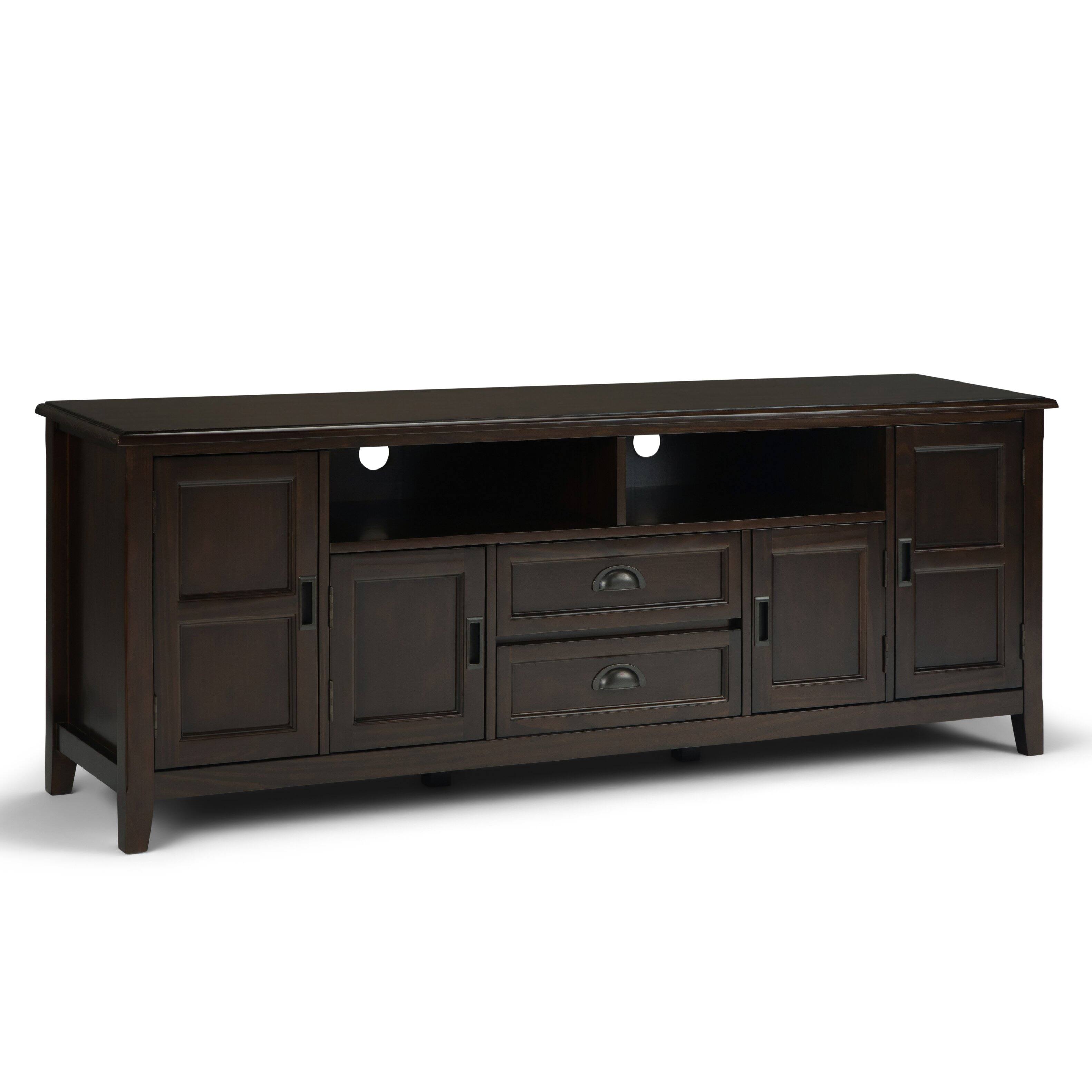 Simpli Home - Burlington SOLID WOOD 72 inch TV Media Stand For TVs up to 80 inches - Mahogany Brown