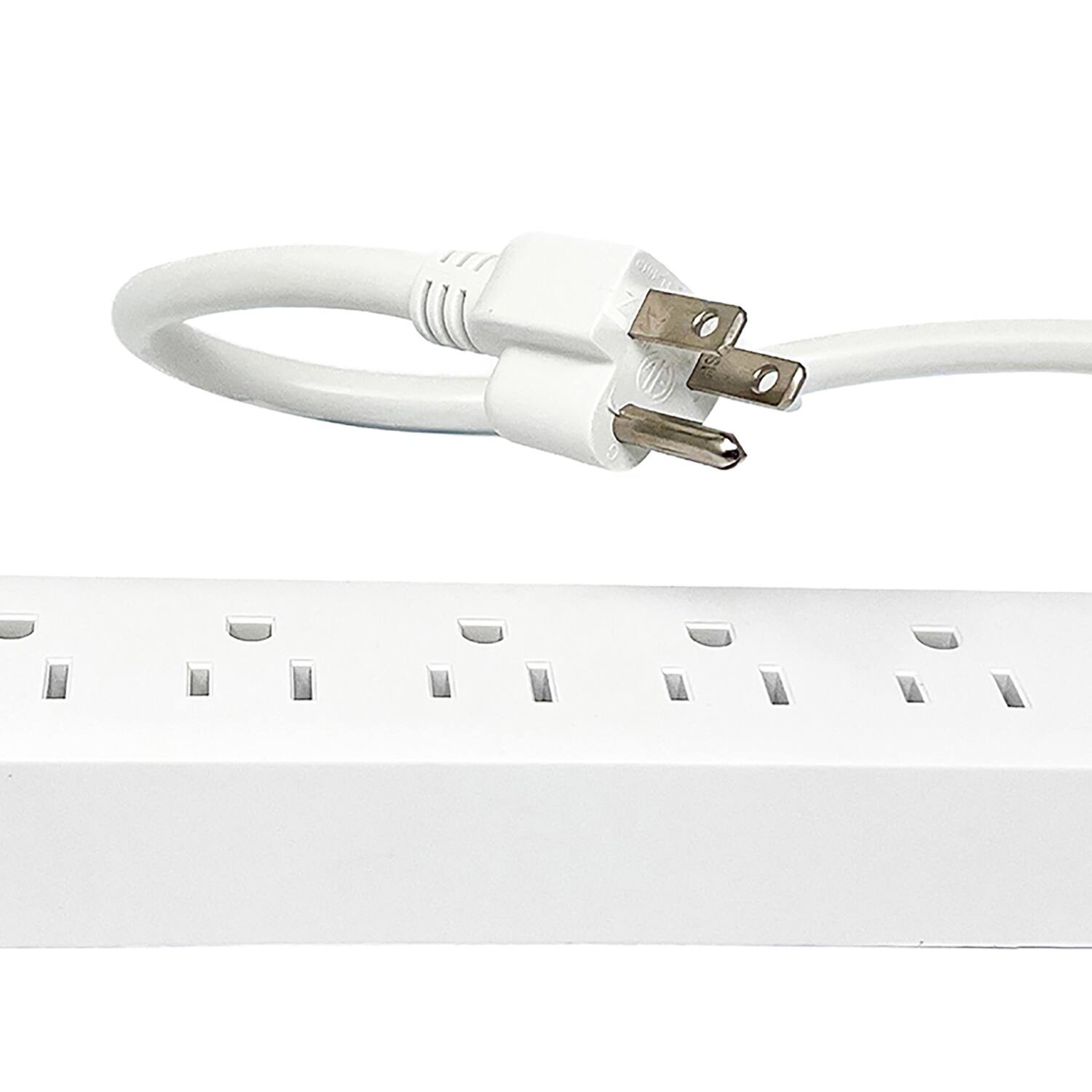 Back. Rayovac - 6-AC Outlet and 3-USB Port Surge Protector Power Strip 1.5-Ft. Cord FL-301CS - White.