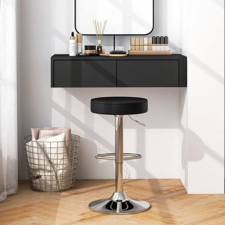 Alt View 1. Pefilos - 1 PC Round Bar Stool Height-Adjustable Swivel Pub Chair-Black, Bar Height Stools, Counter Height Bar Stools for - Black.