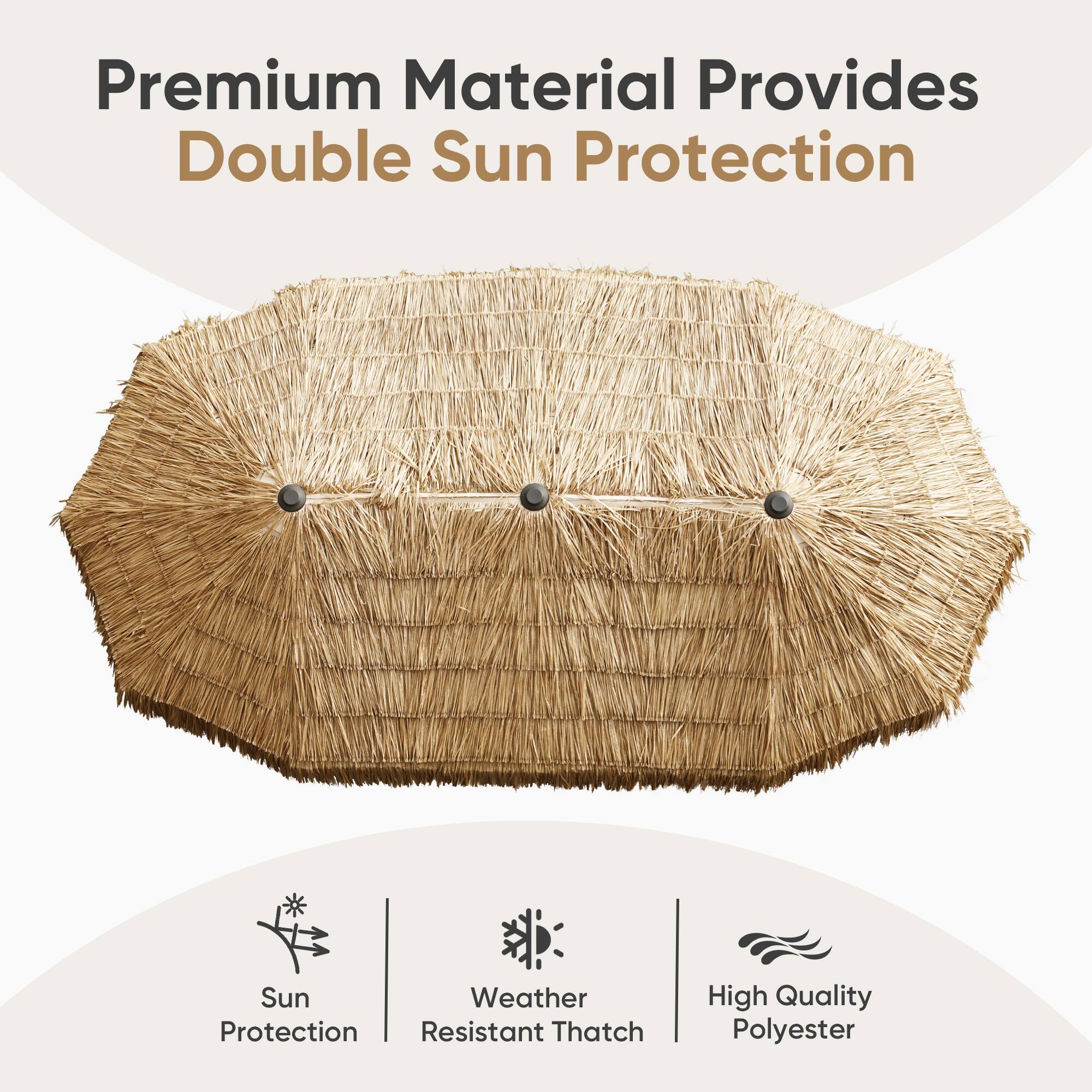 Premium Material Provides Double Sun Protection Sun Weather Protection Resistant Thatch High Quality Polyester