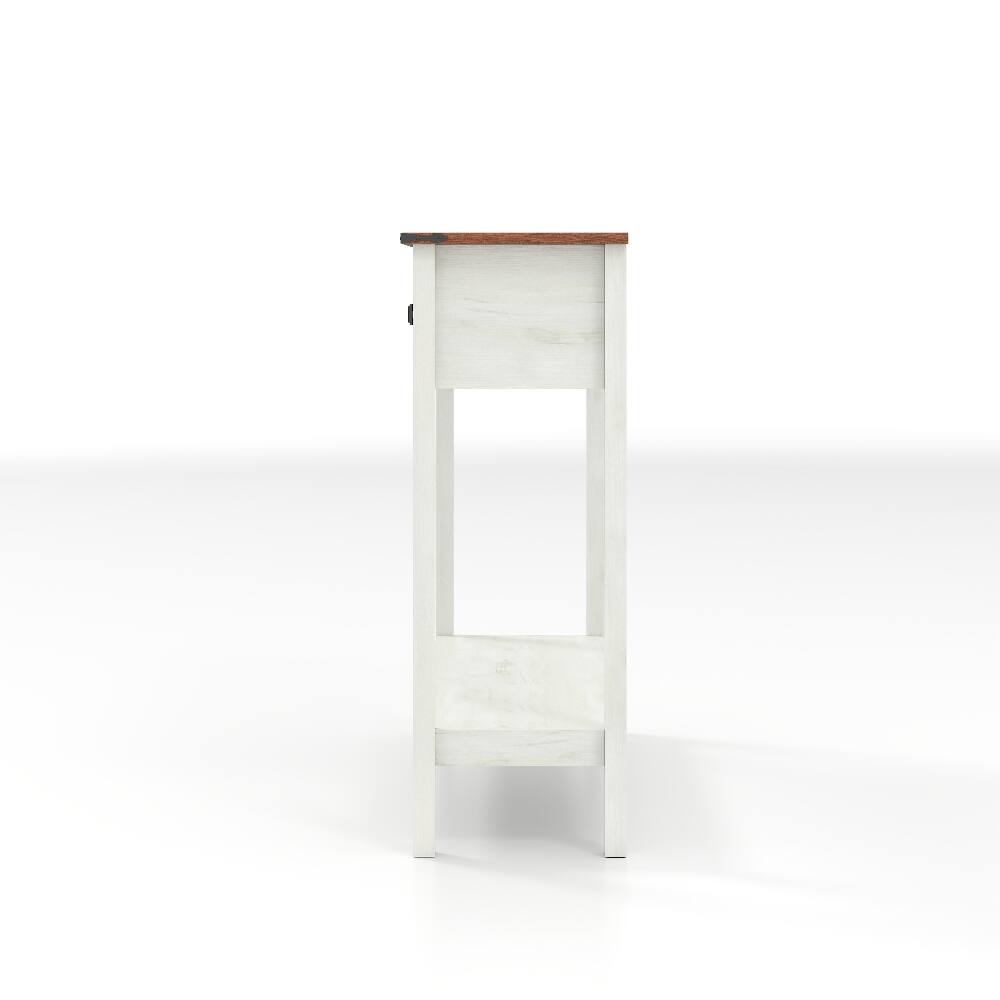 Alt View 7. Loheer - Loheer Farmhouse Console Table with Drawers Antique White Entryway Table Rustic Sofa Table - Antique White.