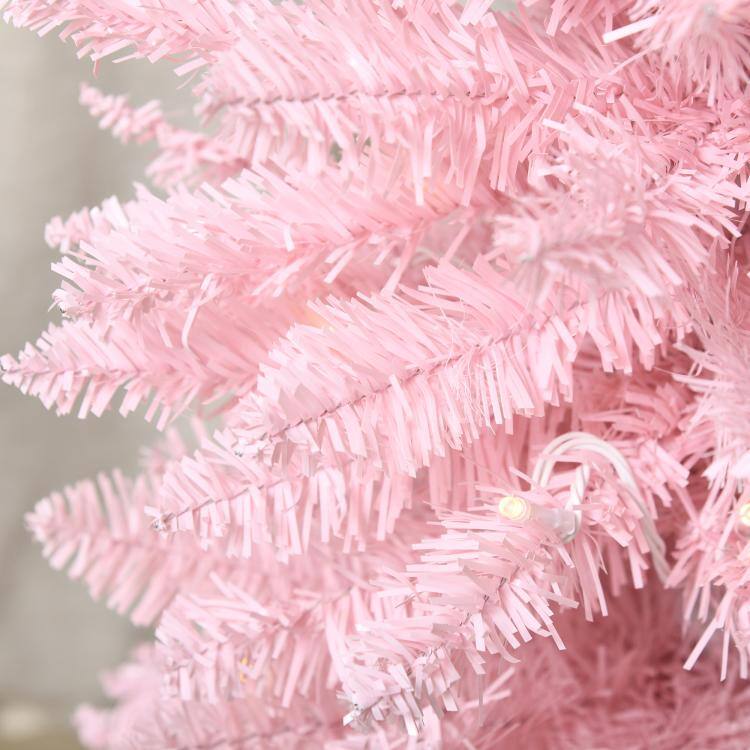 Alt View 9. PULUZ - 5ft Pencil Christmas Tree, Slim Artificial Christmas Tree with Realistic Branches and Warm White LED Lights - Pink.