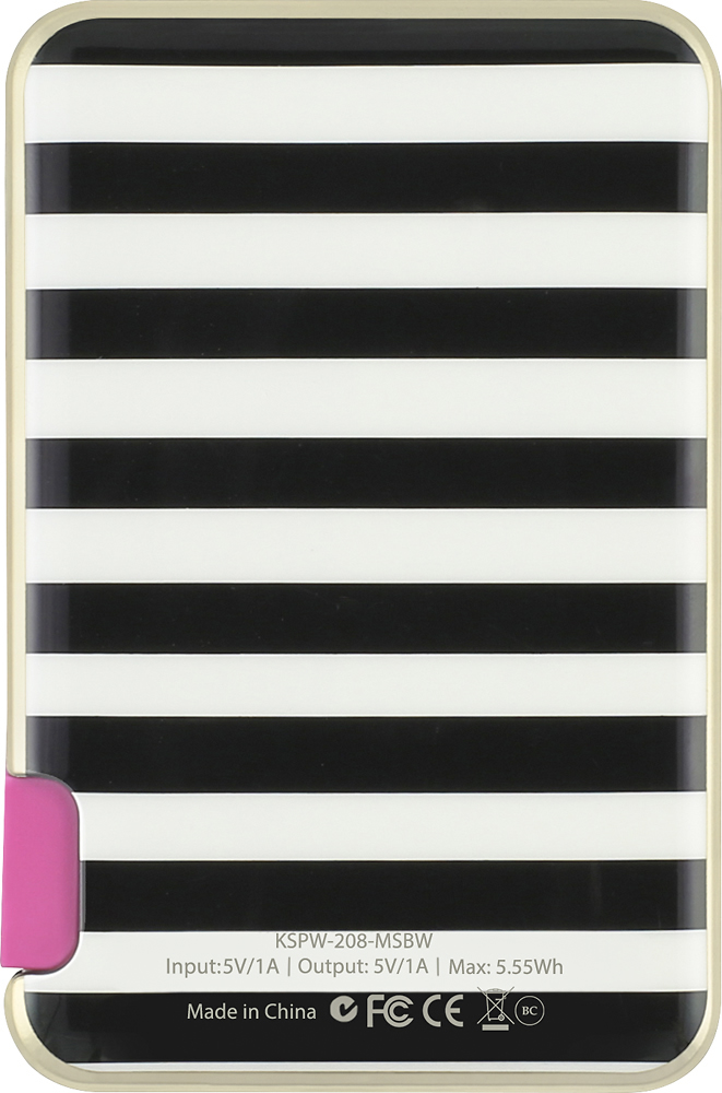 Best Buy: kate spade new york Portable Charger Micro Stripe Black/White  KSPW-208-MSBW