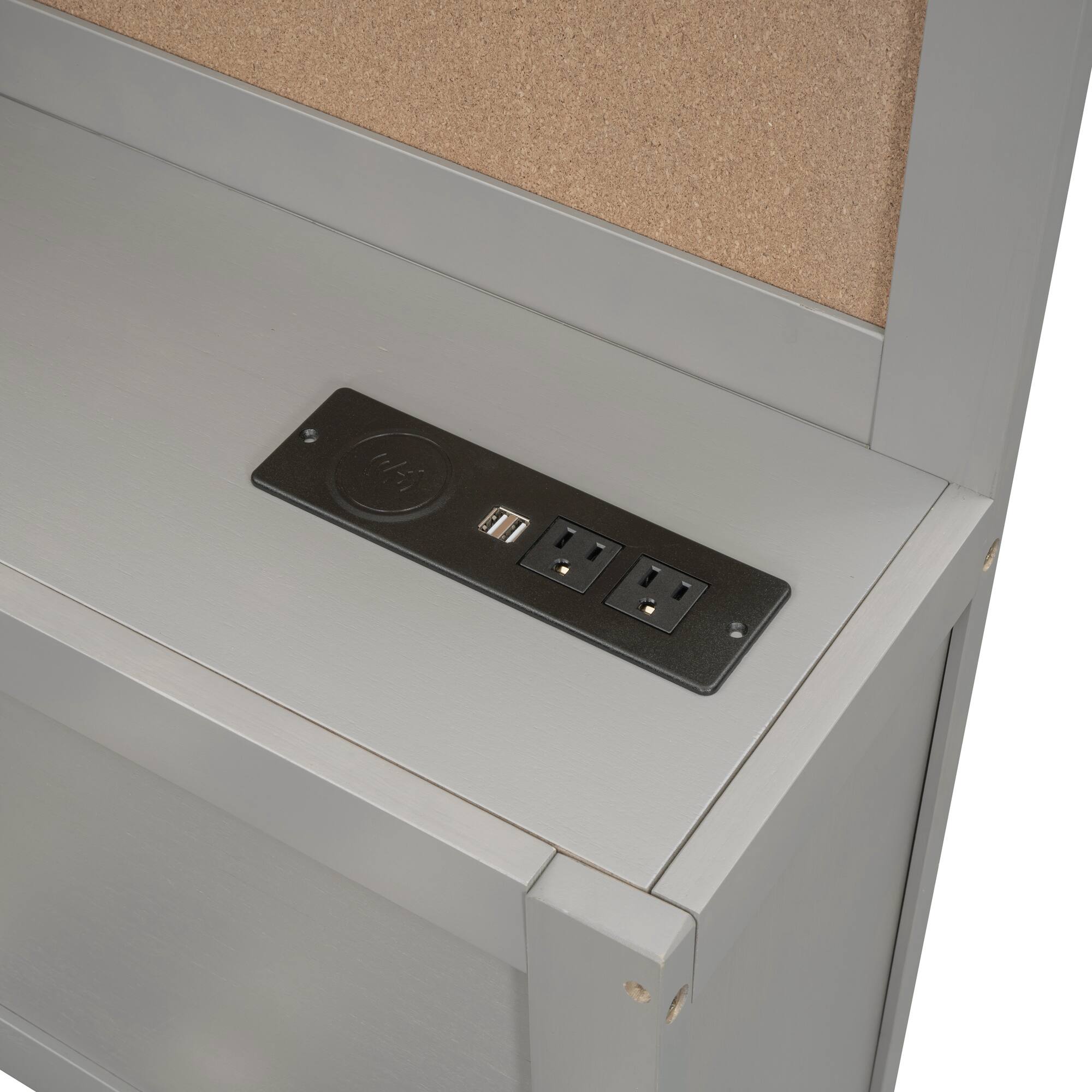 Alt View 8. Tiramisubest - Twin Size Wooden Daybed with 3 Storage Drawers, Upper Soft Board, shelf, and a set of Sockets and USB Ports, Gray - Gray.