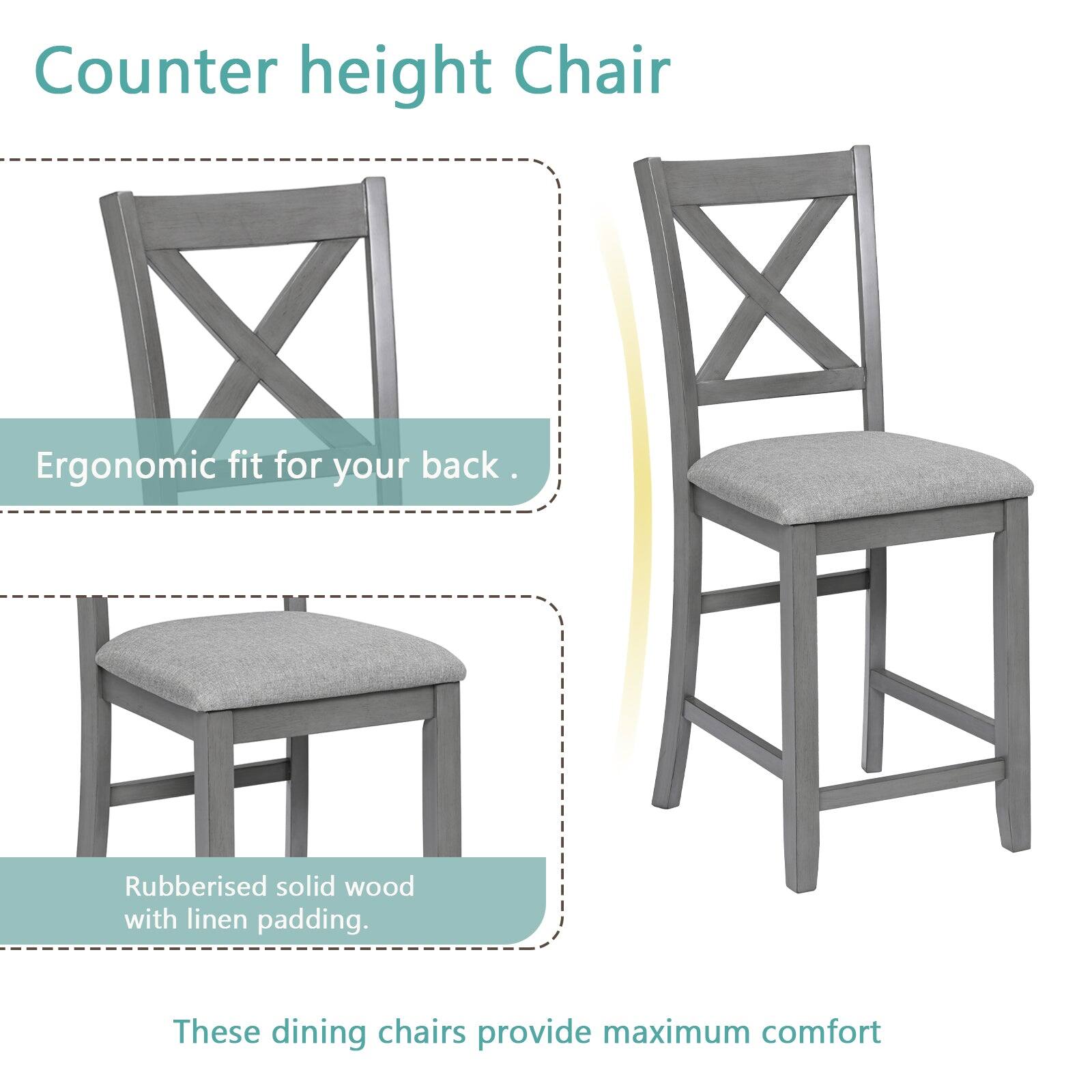 Counter height Chair

Ergonomic fit for your back.

Rubberised solid wood with linen padding.

These dining chairs provide maximum comfort
