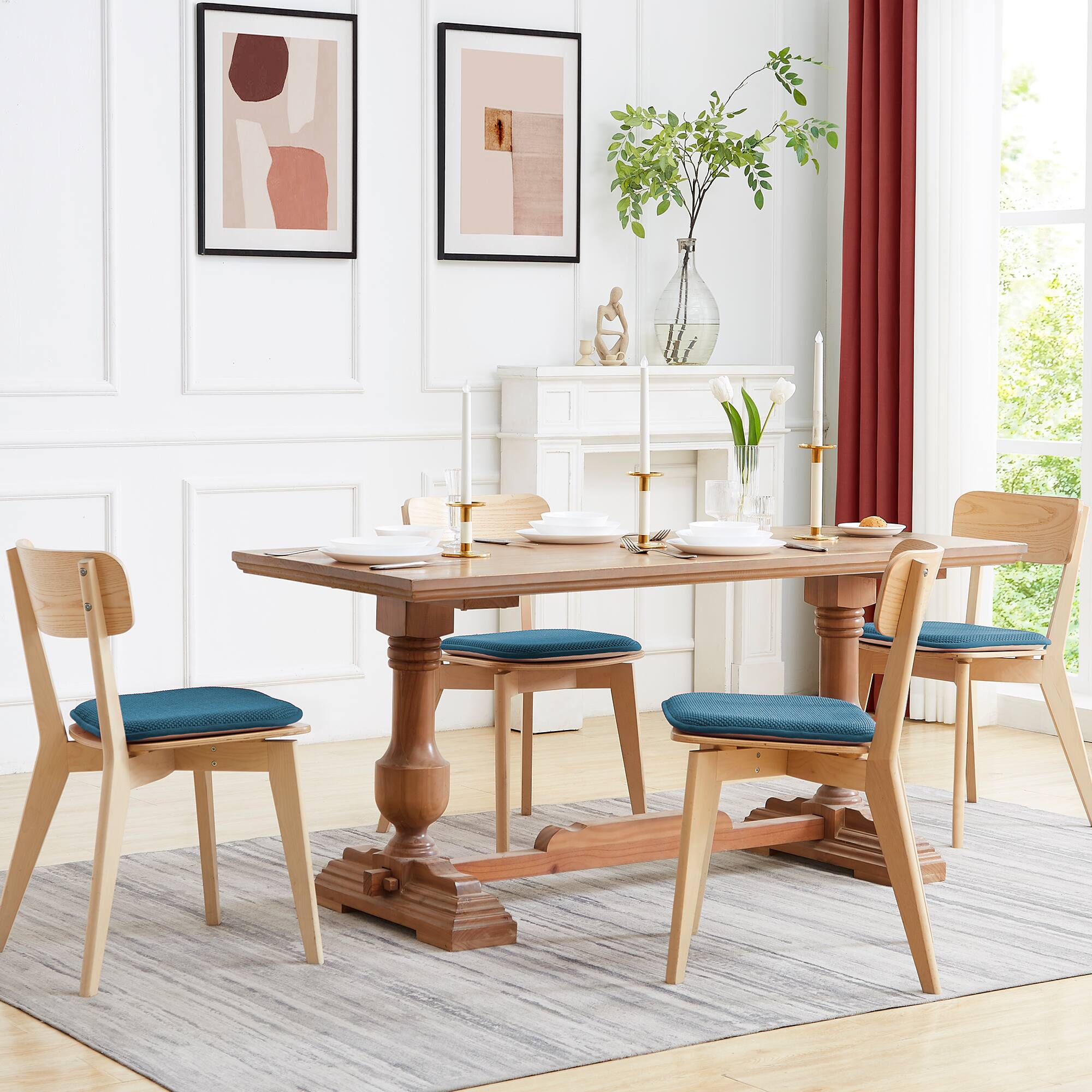 Alt View 2. Sweet Home Collection - Honeycomb Memory Foam No Slip Back 16" x 16" Chair Pad Cushion, 2-Pack - Blue.