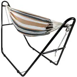 Sunnydaze - 2-Person Fabric Hammock with Universal Steel Stand - Calming Desert