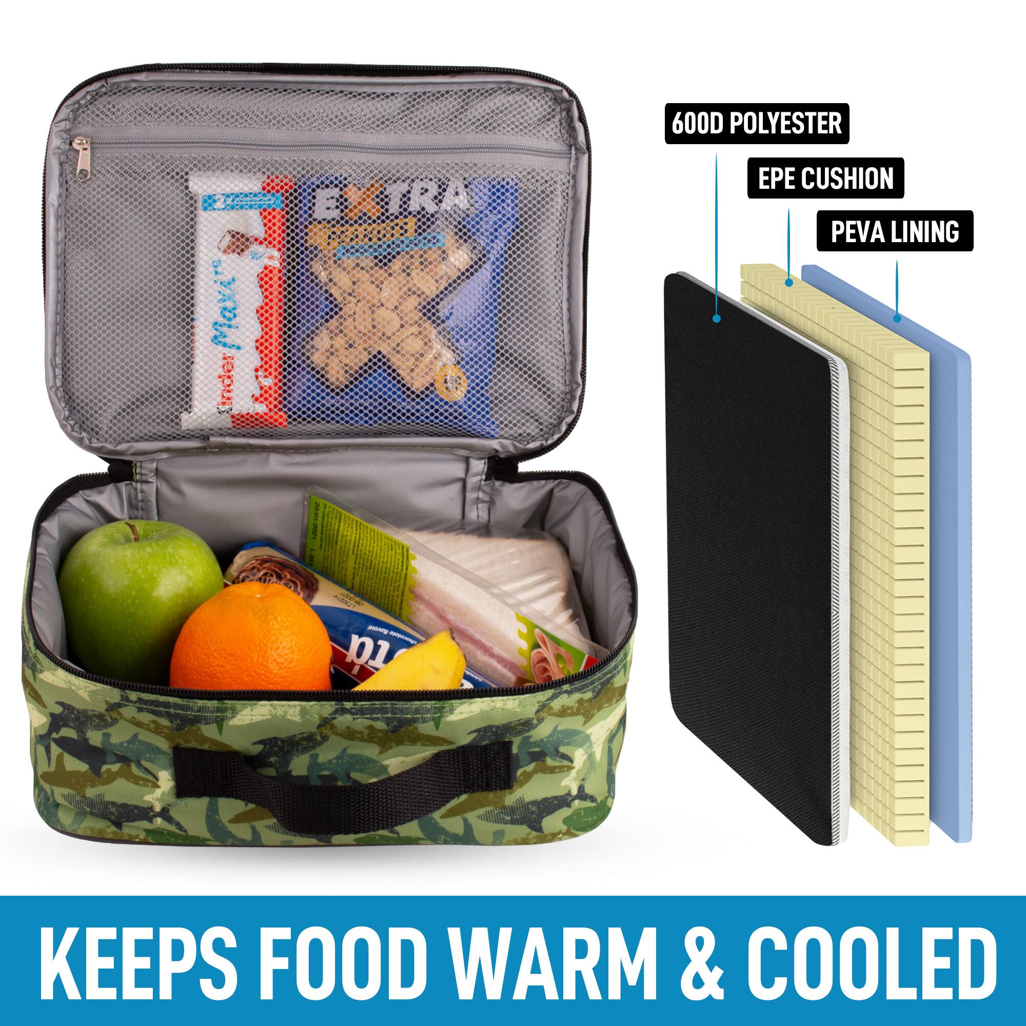 600D POLYESTER | EPE CUSHION | PEVA LINING
KEEPS FOOD WARM & COOLED