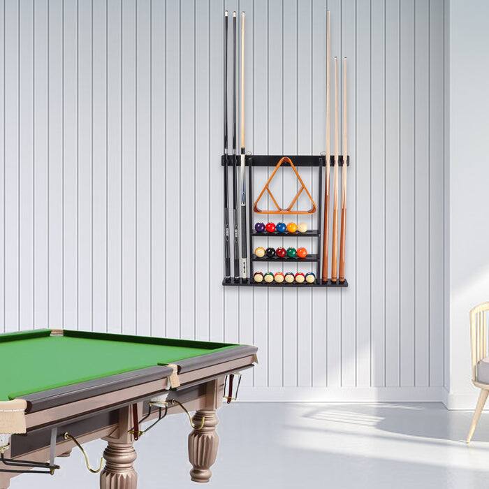 Alt View 3. GSE Games & Sports Expert - Wood 6 Wall Pool Cue Rack with Metal Hook, Billiard Pool Cue Rack Only, Wall Mount Rack - Black - Black.