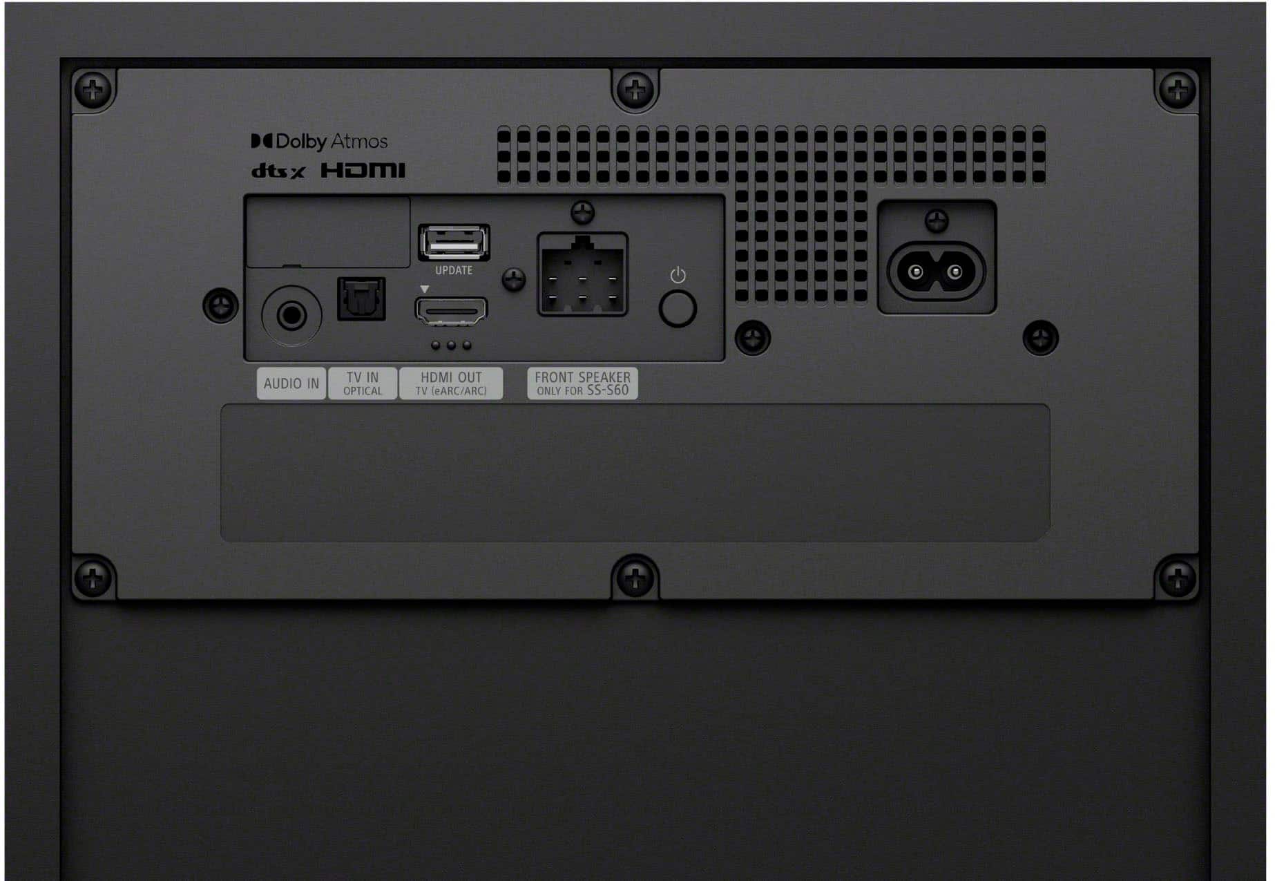 Dolby Atmos, dts, HOMI UPDATE AUDIO IN TV IN OPTICAL HDMI OUT TV (eARC/ARC) FRONT SPEAKER ONLY FOR SS-S60