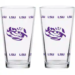 Indigo Falls - LSU Tigers Two-Pack Knockout 16oz. Pint Glass Set - Multicolor