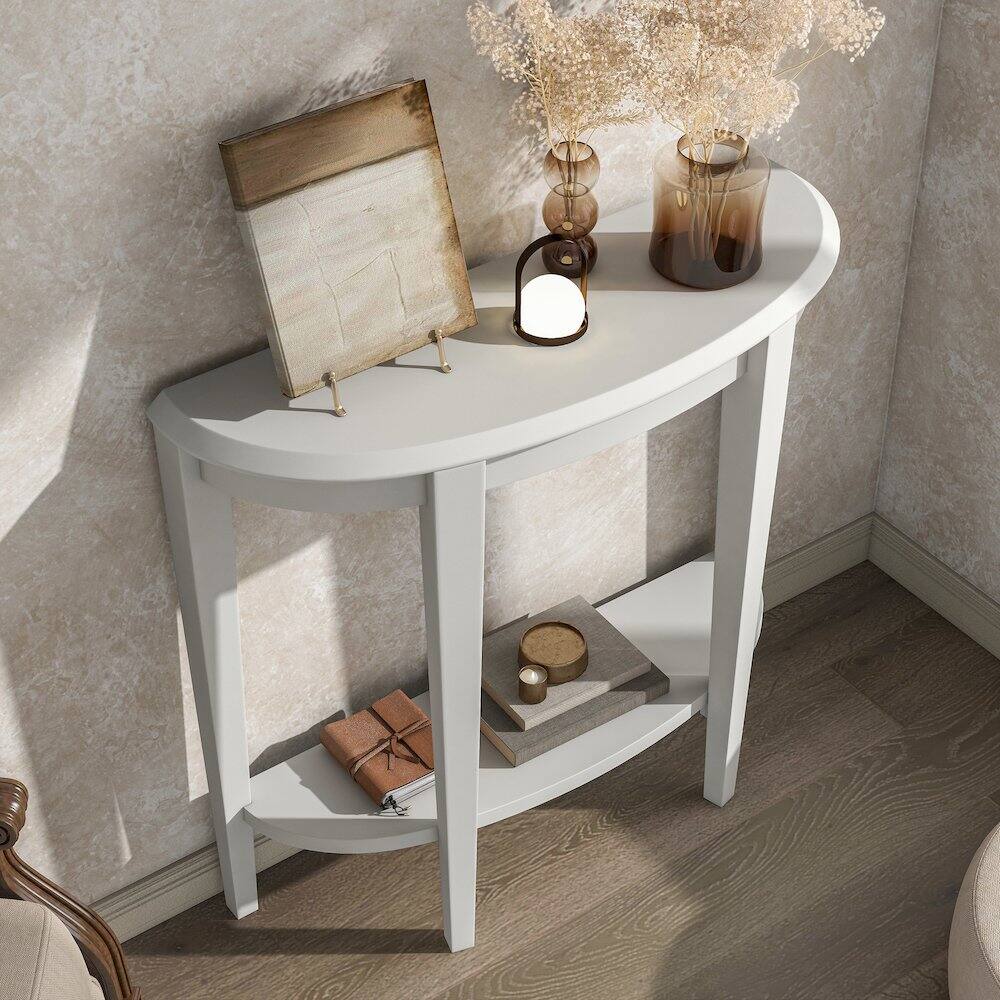 Alt View 4. Furniture of America - Eski Wood Console Table with Bottom Shelf in White - White.