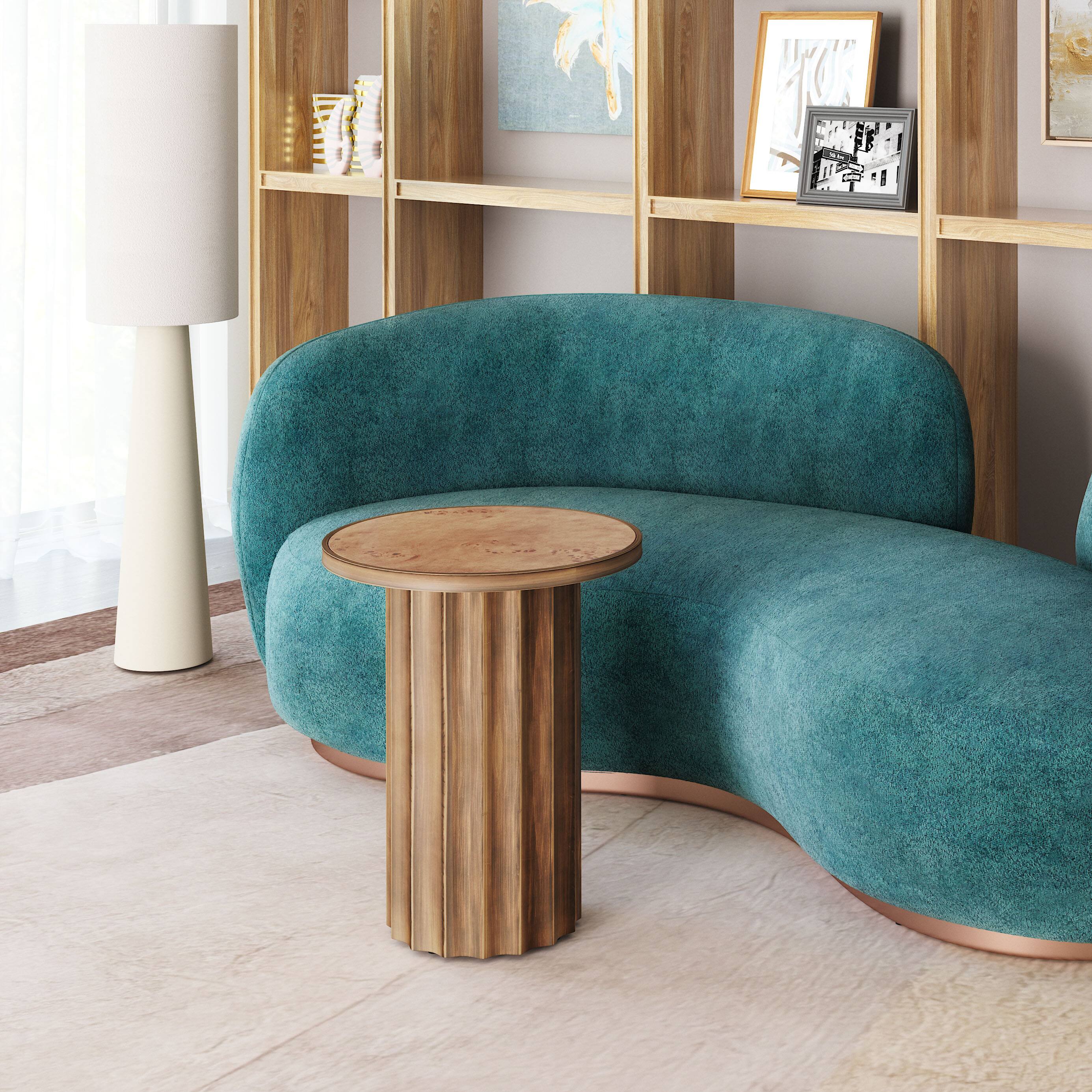 Angle. Hivvago - Afinato Side Table Brown - Brown.