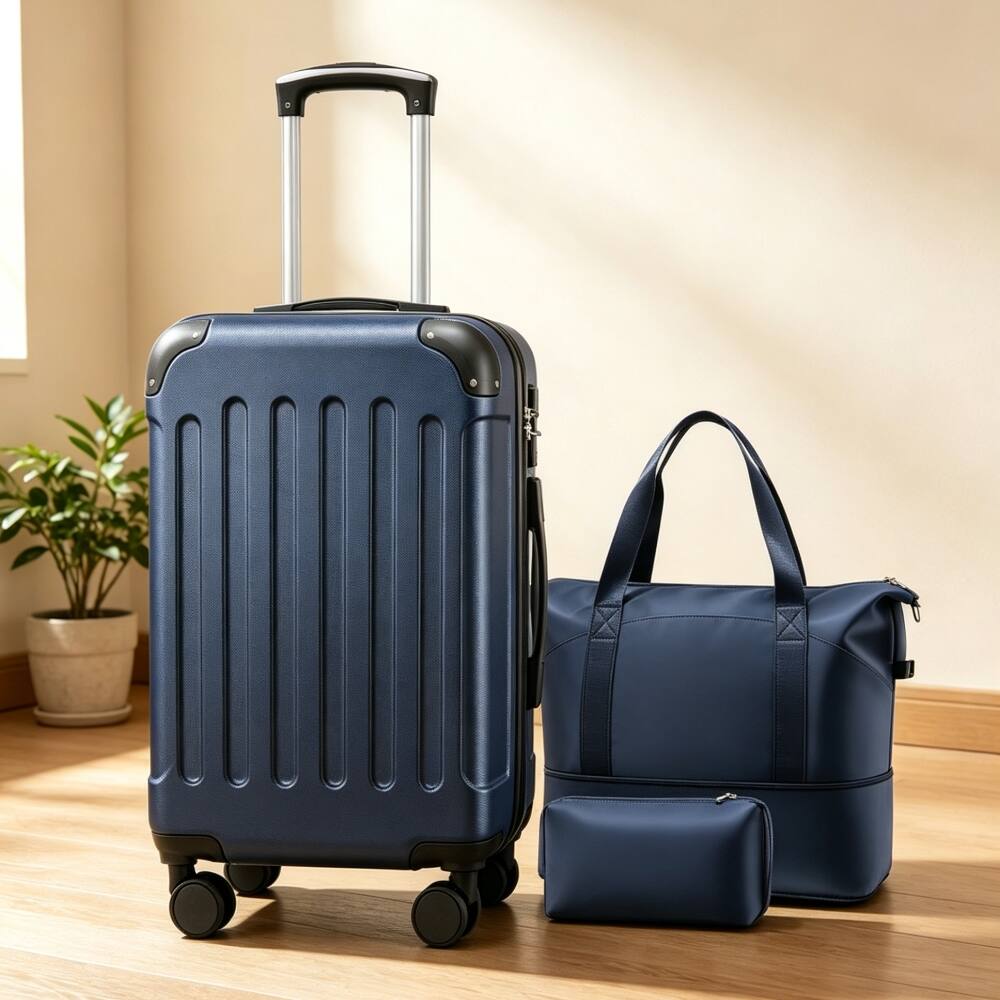 Angle. LUGGEX - LUGGEX 20" Carry On Luggage Airline Approved Hardside Suitcase with TSA Approved Lock and Tote Bag - EX-Lite - Blue.