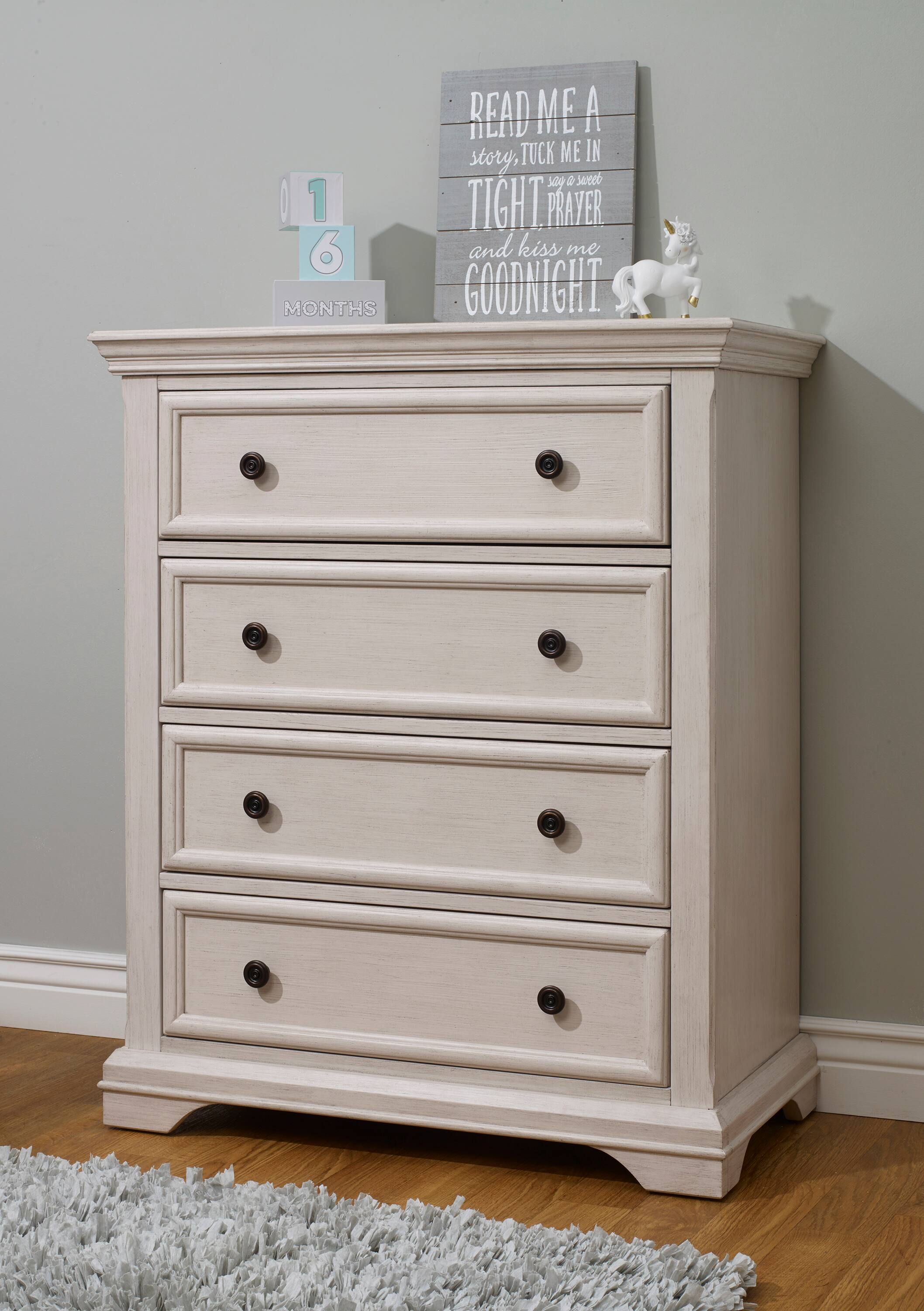 Angle. Sorelle - Portofino 4 Drawer Dresser - White.