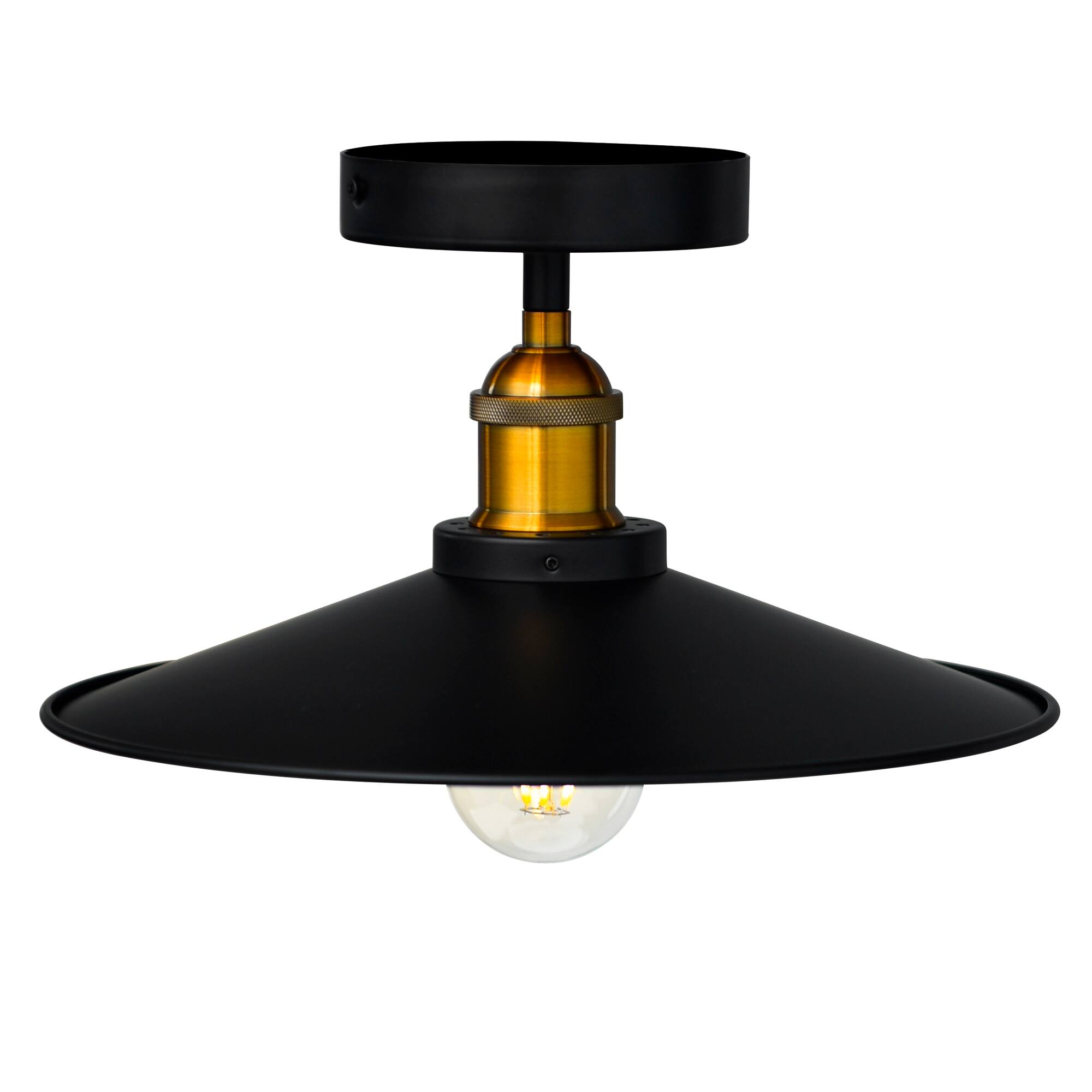 Angle. CWI Lighting - Brave 1 Light Flush Mount With Black Finish - Black.
