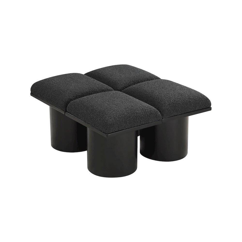 Back. Meridian Furniture - Pavilion Black Boucle Fabric Bench - Black Boucle Fabric.