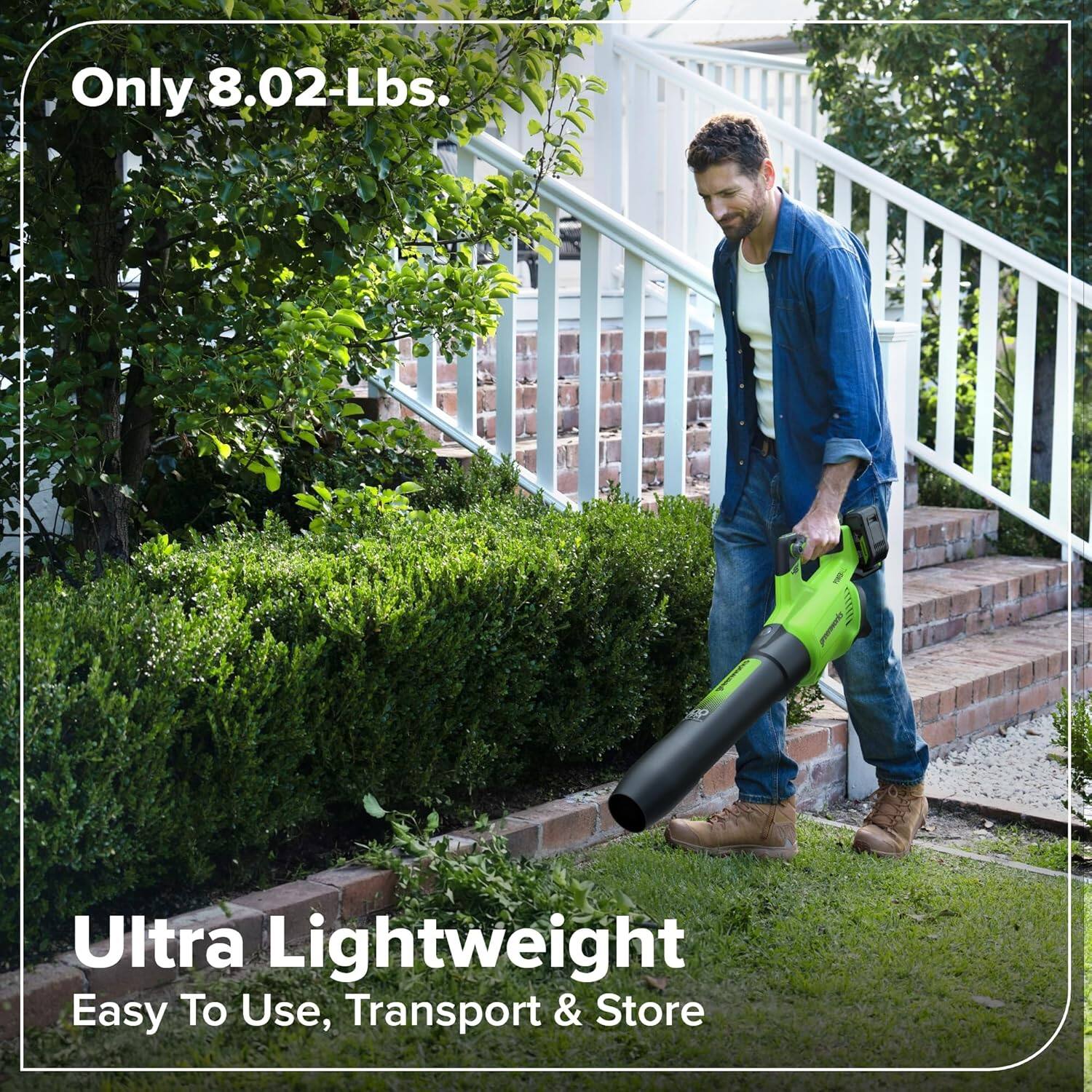 Only 8.02-Lbs.  
Ultra Lightweight  
Easy To Use, Transport & Store