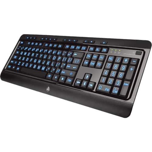 Front. AZIO - KB505U Wired Full-size Wired Membrane with Back Lighting Keyboard - Black.
