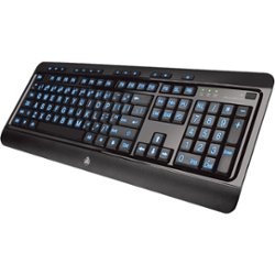 AZIO - KB505U Wired Full-size Wired Membrane with Back Lighting Keyboard - Black - Front_Zoom