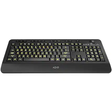 Front. AZIO - Vision Wired Keyboard with Back Lighting - Black.