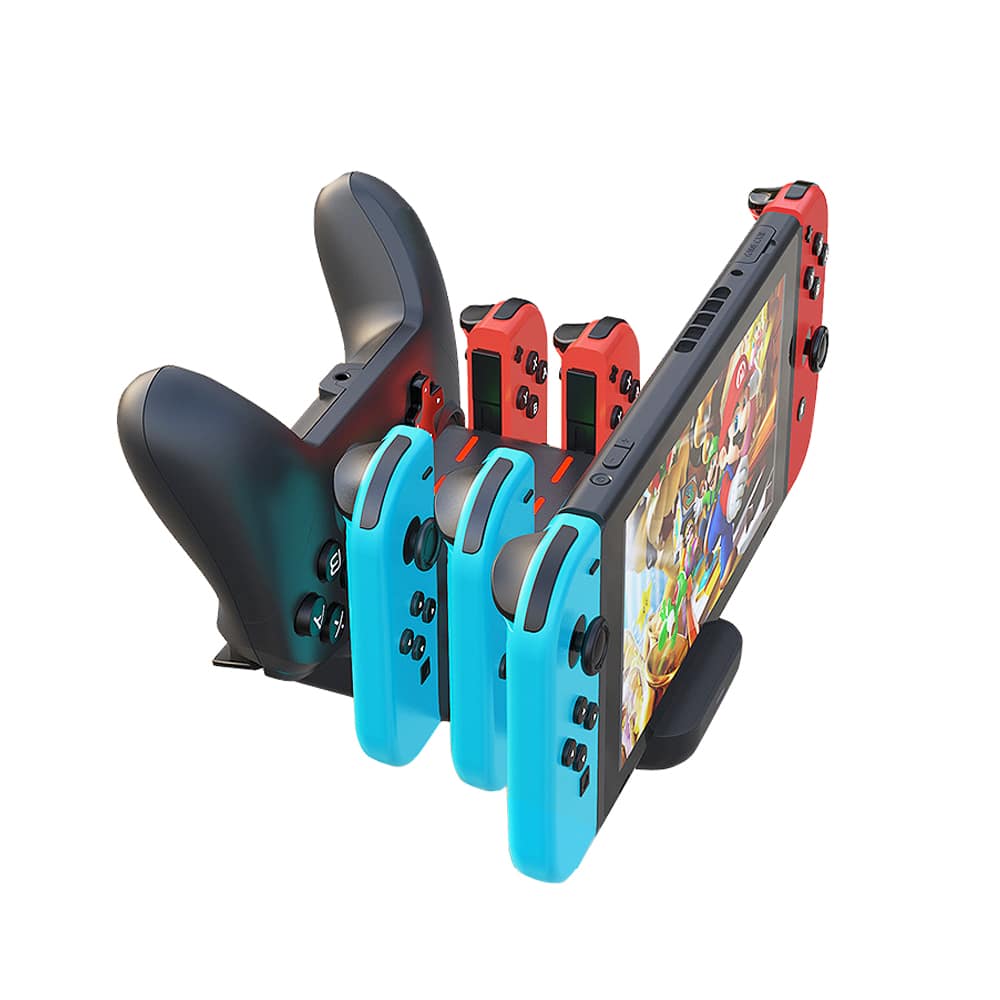 Cluzine - For Joy-Con 6-in-1 Multi-Function Portable Charging Dock for Nintendo Switch, Joy-Con & Switch Pro Controller