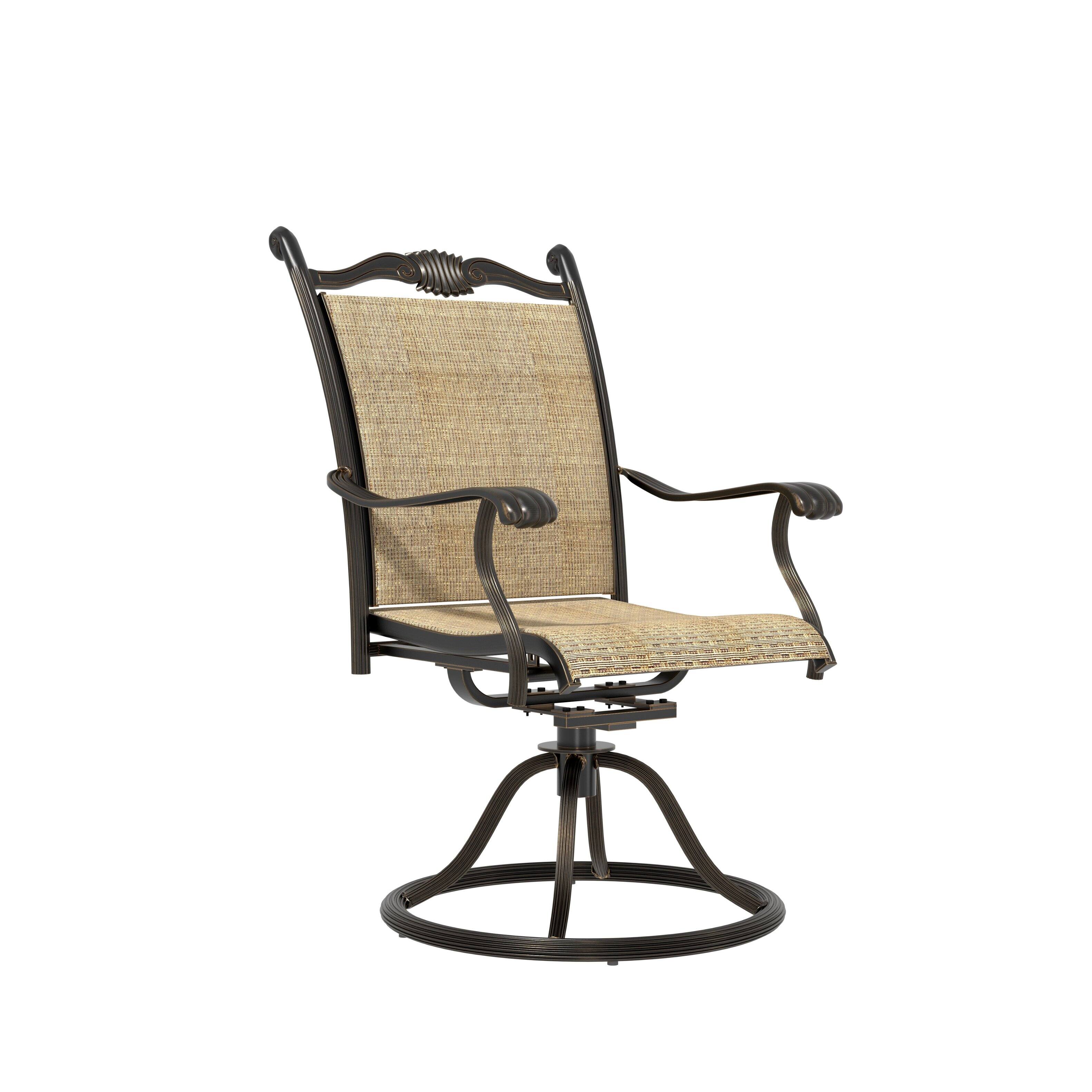 Alt View 4. Mondawe - 2-Piece Cast Aluminum Textilene Swivel Chairs - Brown.
