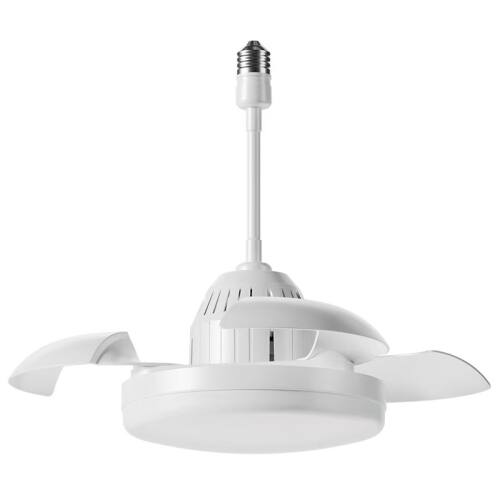 Alt View 4. LUCKY ONE - Small Bulb-Type Ceiling Fan with Light Remote Retractable Blades - White.