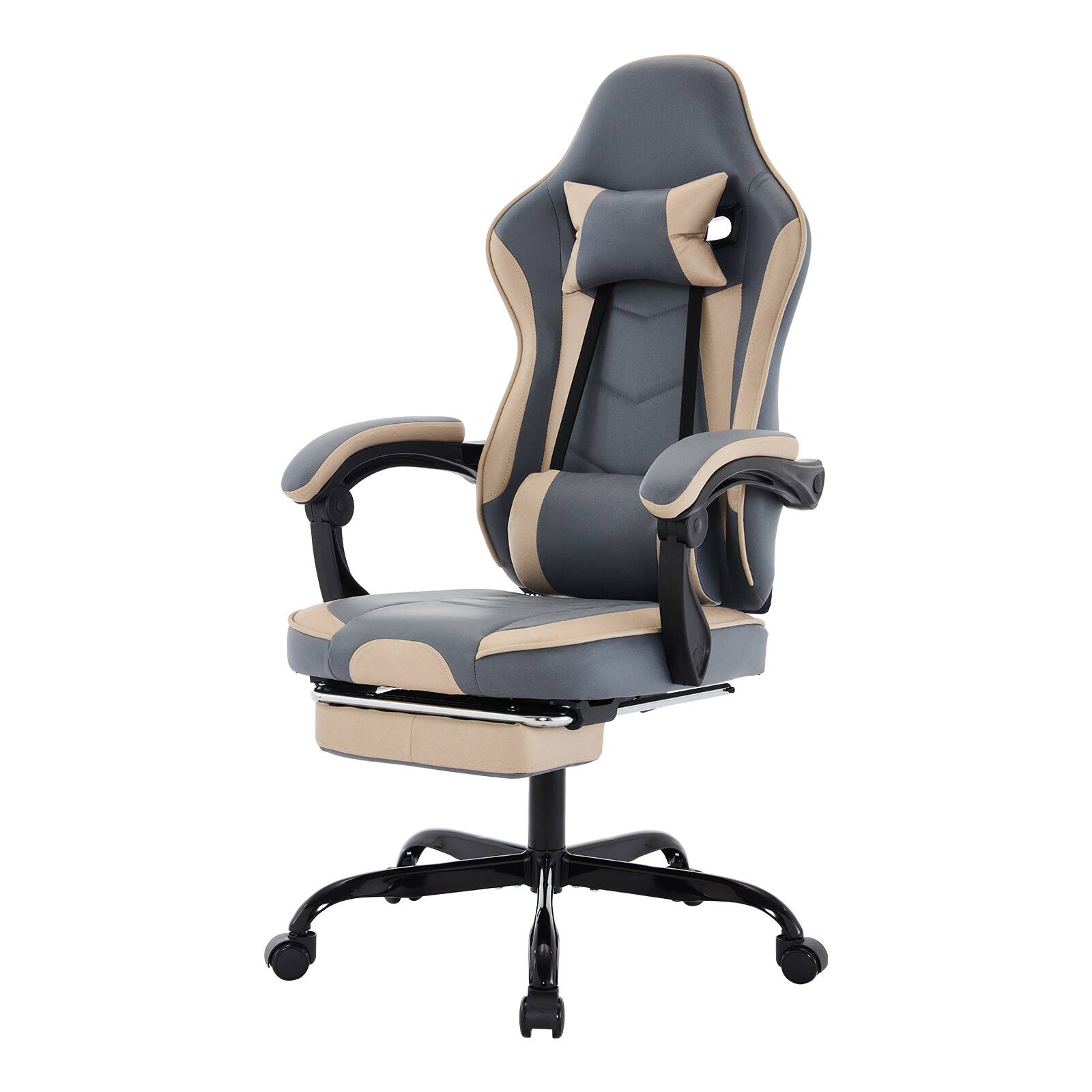 Alt View 5. Chateau Abodes - Gaming Chair with Footrest, Ergonomic Design with Headrest & Lumbar Support, Breathable for Adults - Blue Beige.