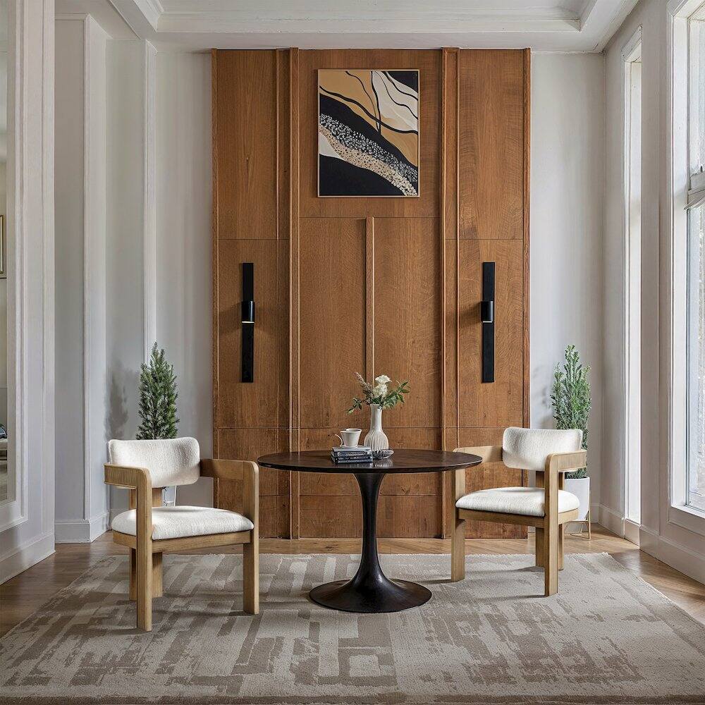 Alt View 1. Meridian Furniture - Sacha Cream Linen Textured Fabric Dining Chair, Set of 2 - Beige.