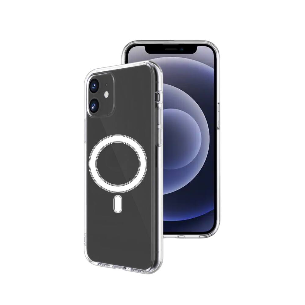 Alt View 4. Qixxronics - Magnetic Phone Cover for iPhone 12, Shockproof Magnetic Case Compatible with iPhone 12 - Clear.
