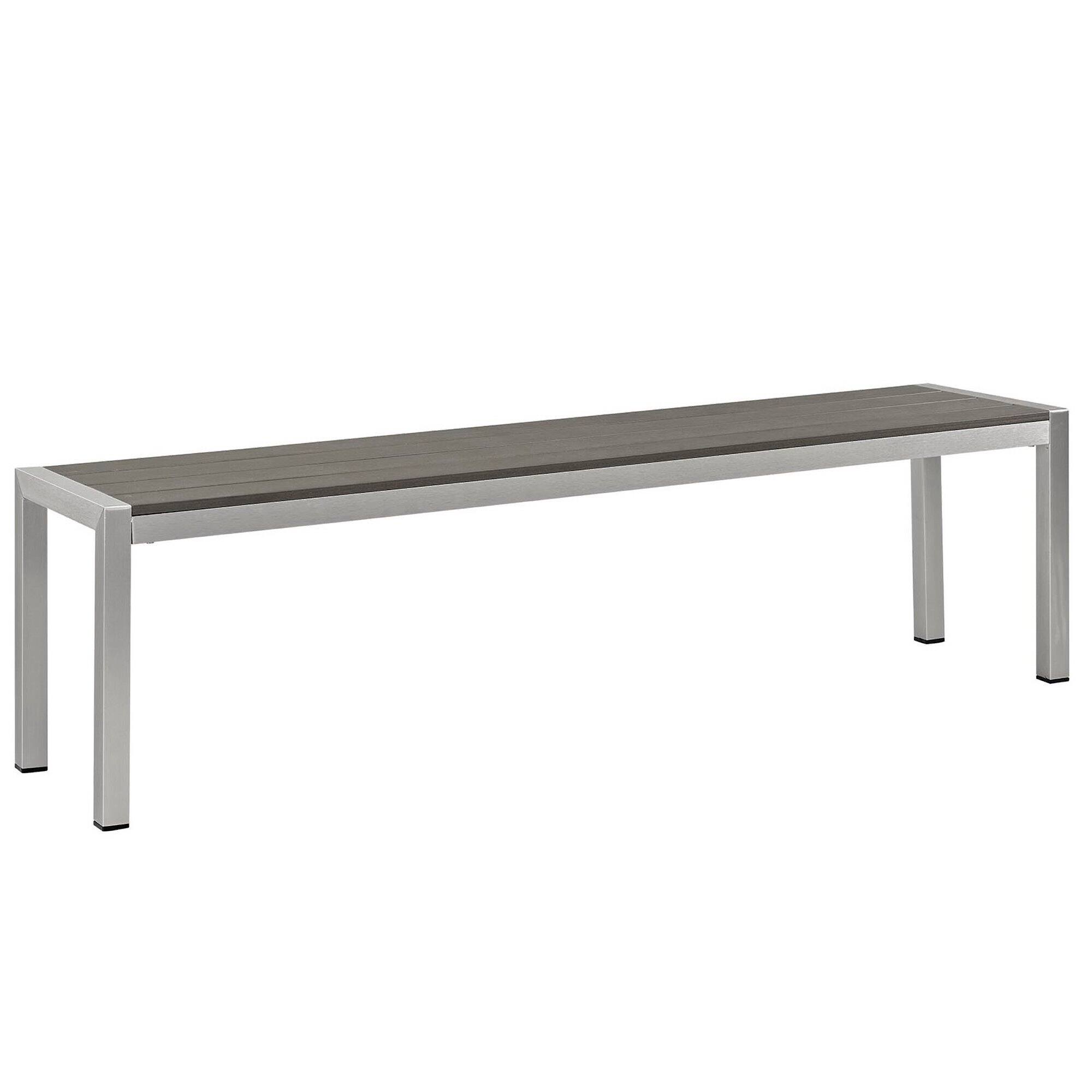 Angle. Modway - Shore Outdoor Patio Aluminum Bench by Modway - Silver Gray.