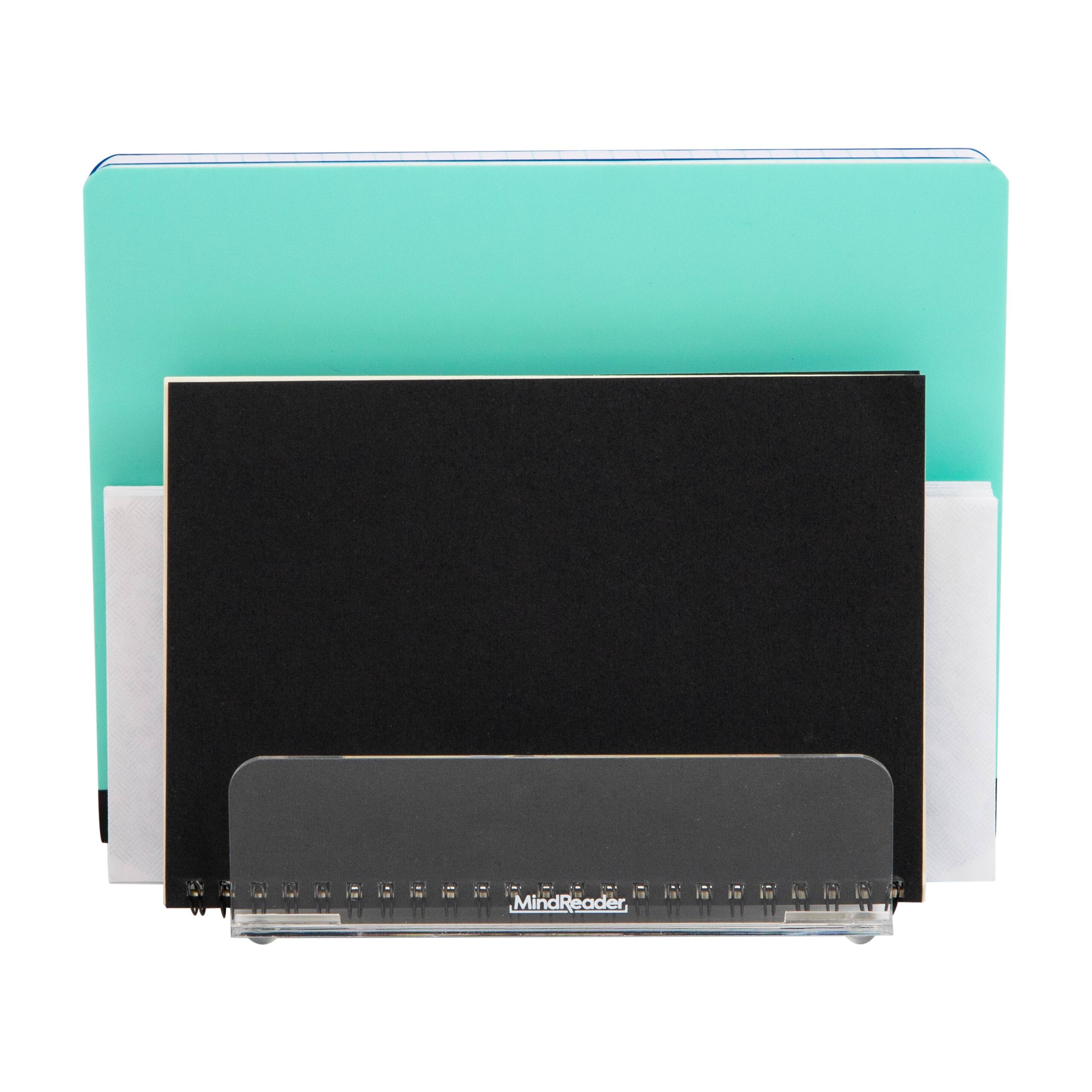 Alt View 5. Mind Reader - 3-Tier Mail Sorter, Desktop Organizer, Mail Organizer, Modern, Office, Acrylic - Clear.