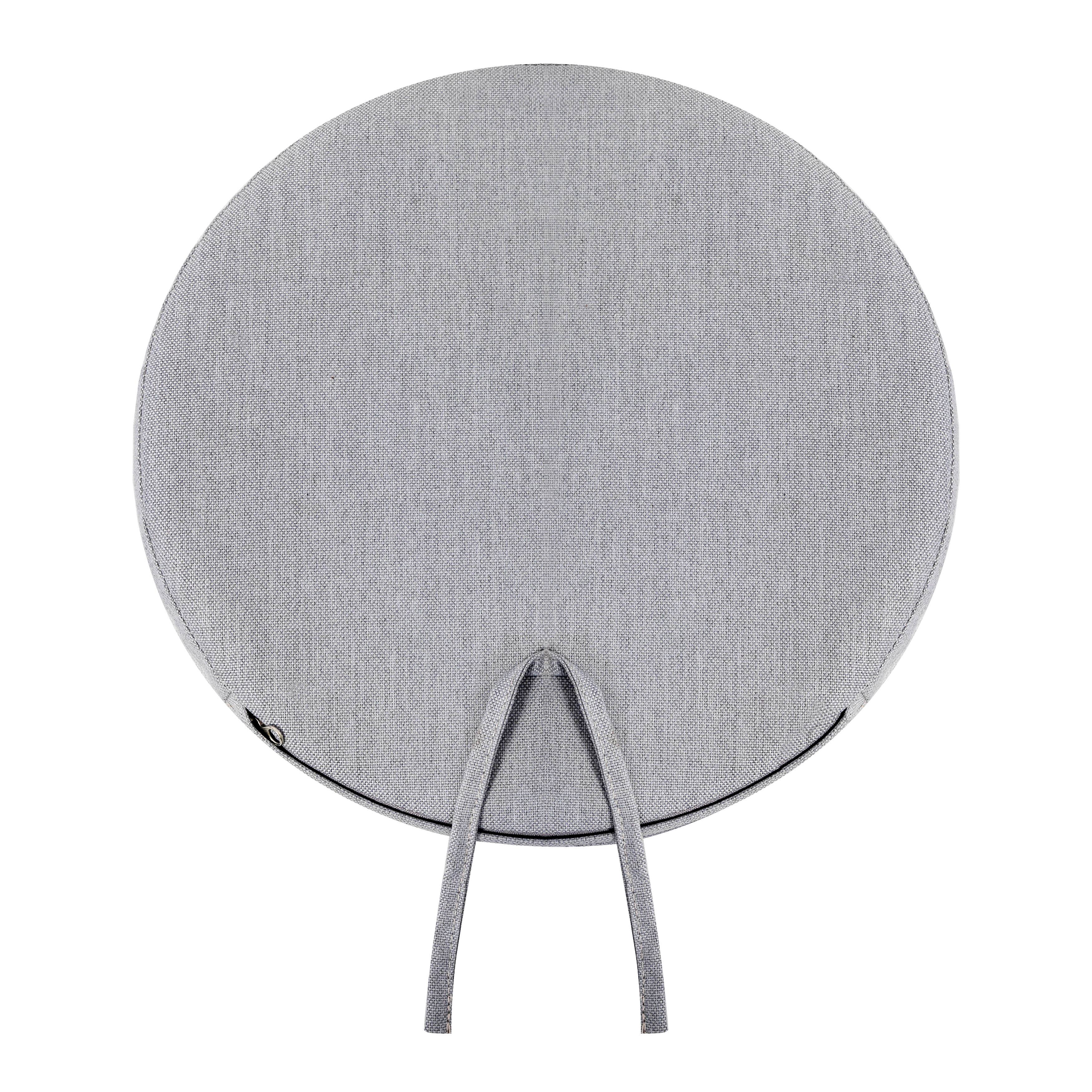 Angle. Nuu Garden - Outdoor 2-Pack 15'' x 1.4" Round Chair Seat Cushions with Straps - Gray.