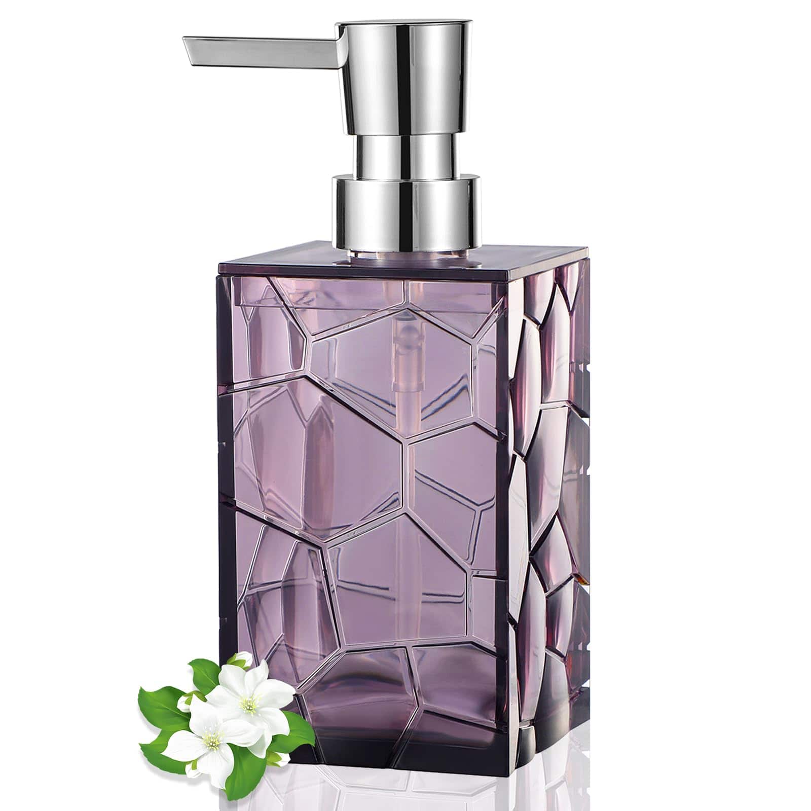 Dapper Styles - Hand Soap Dispenser Plastic Liquid Pump Bottles Refillable Lotion For Bathroom Decor Kitchen College Dorm - Clear Purple-1 Pack