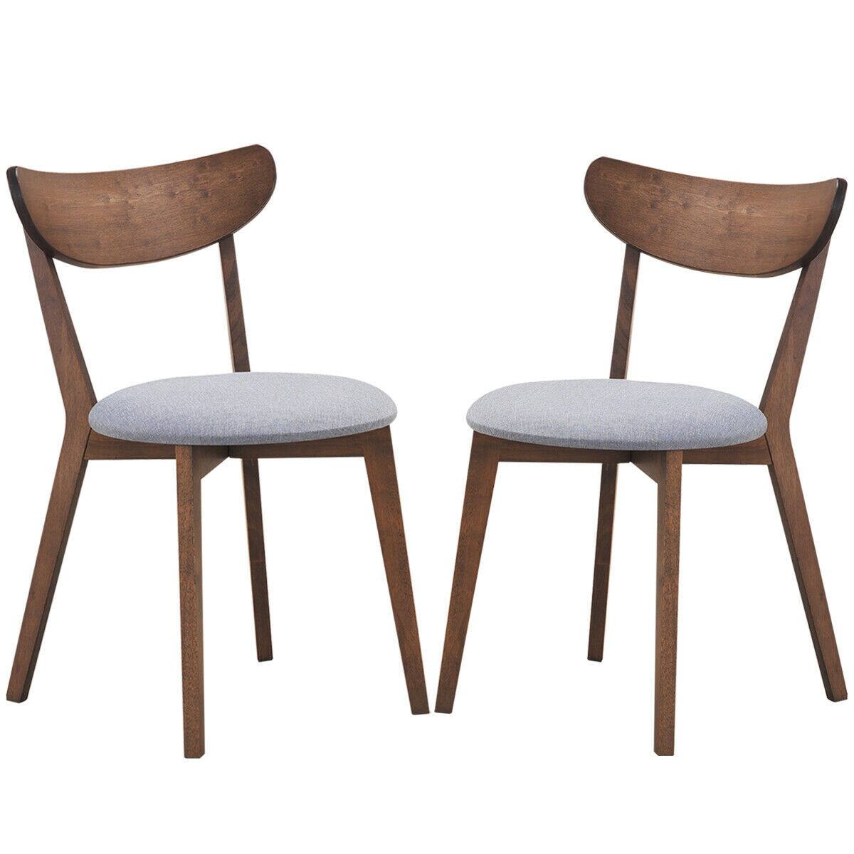 Back. SlickBlue - Curved Back Upholstered Dining Chairs Set of 2 for Kitchen or Dining Room - Walnut.