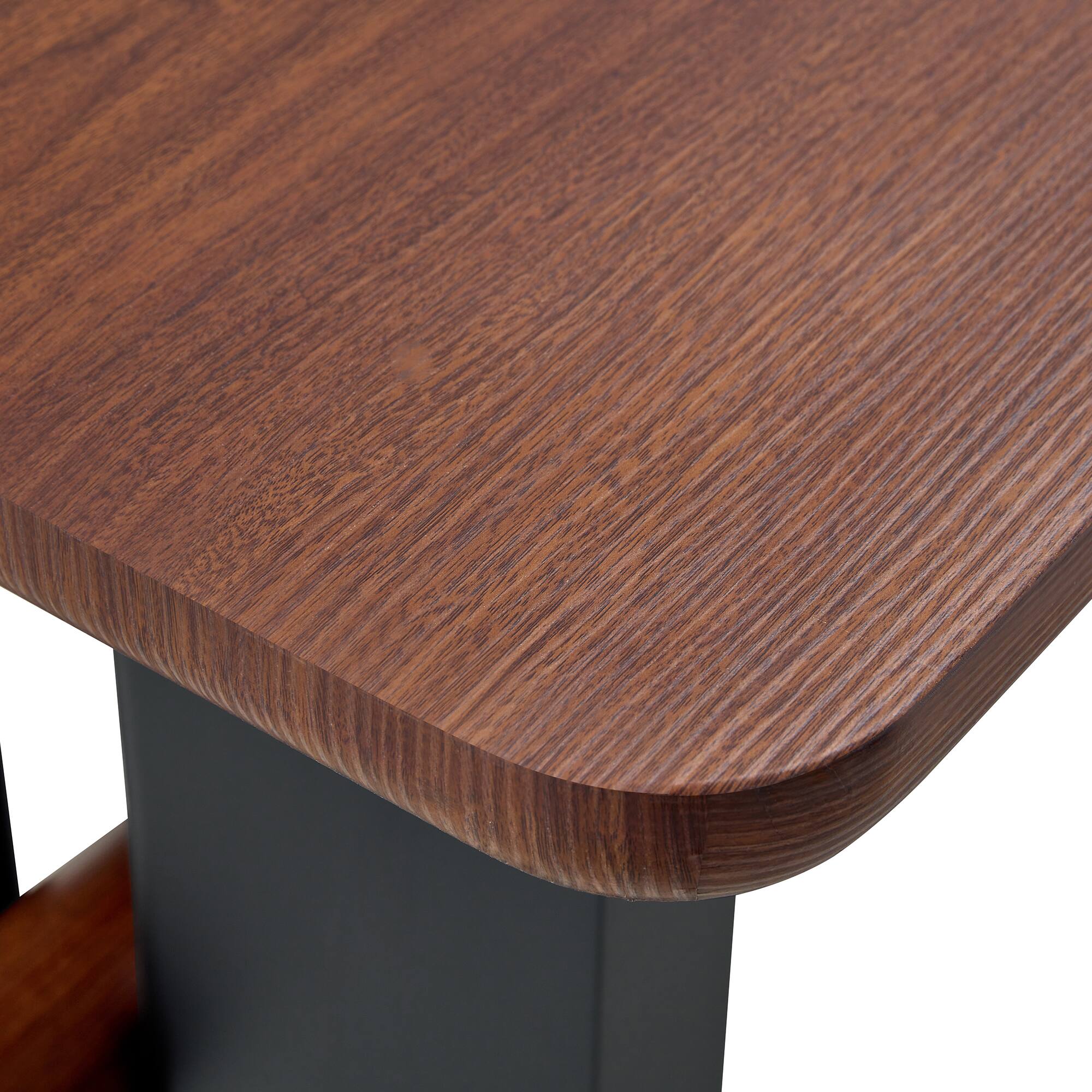 Alt View 8. Loheer - Loheer- 5.25x2.96x2.52 ft Walnut Black Dining Table Modern Two Tone Kitchen Table Sturdy MDF Furniture - Walnut+black.