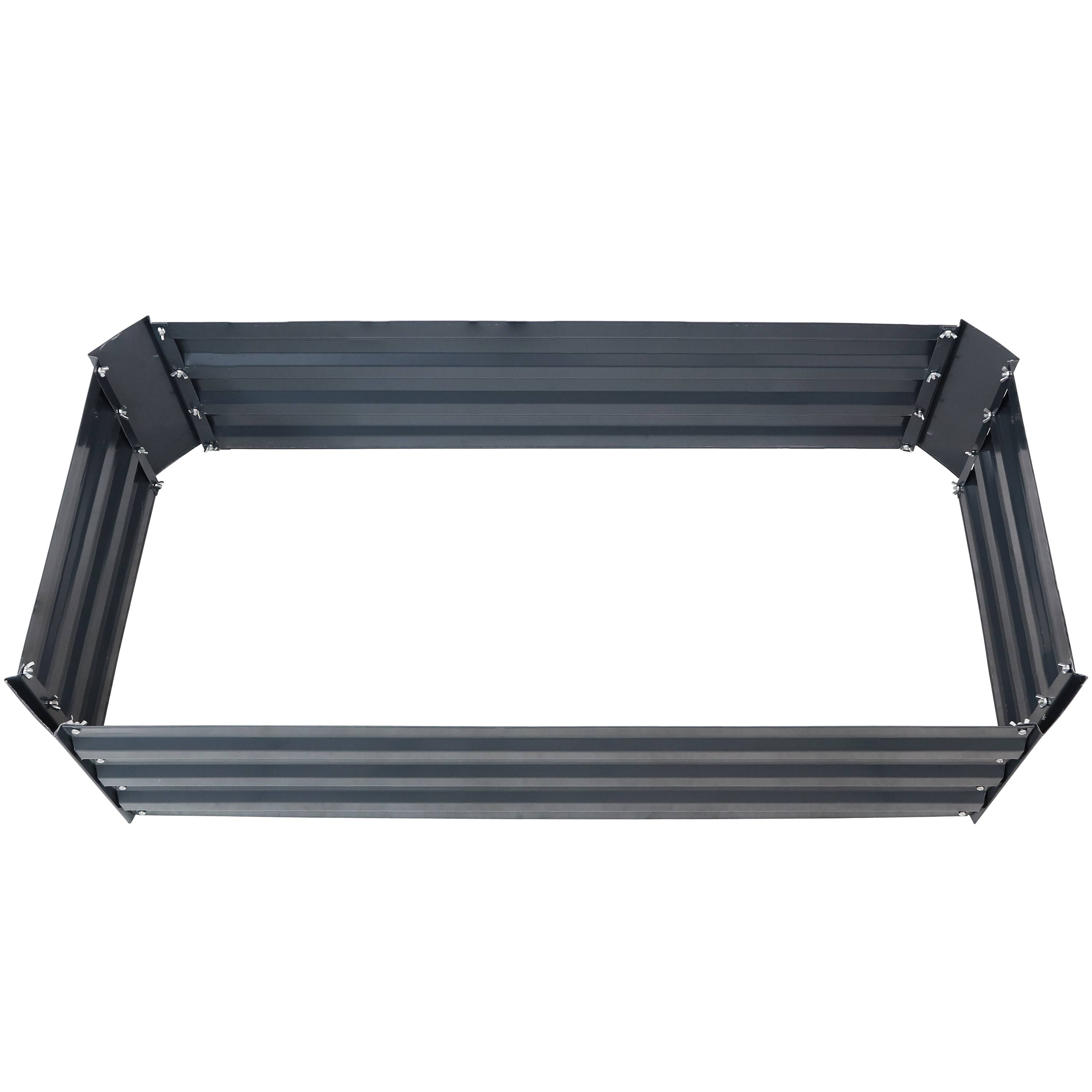 Alt View 8. Sunnydaze - Galvanized Steel Rectangle Raised Garden Bed - 48 in - Dark Gray.
