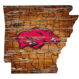 Fan Creations - Arkansas Razorbacks 23.5" x 23.5" Distressed State with Logo Sign - Multicolor