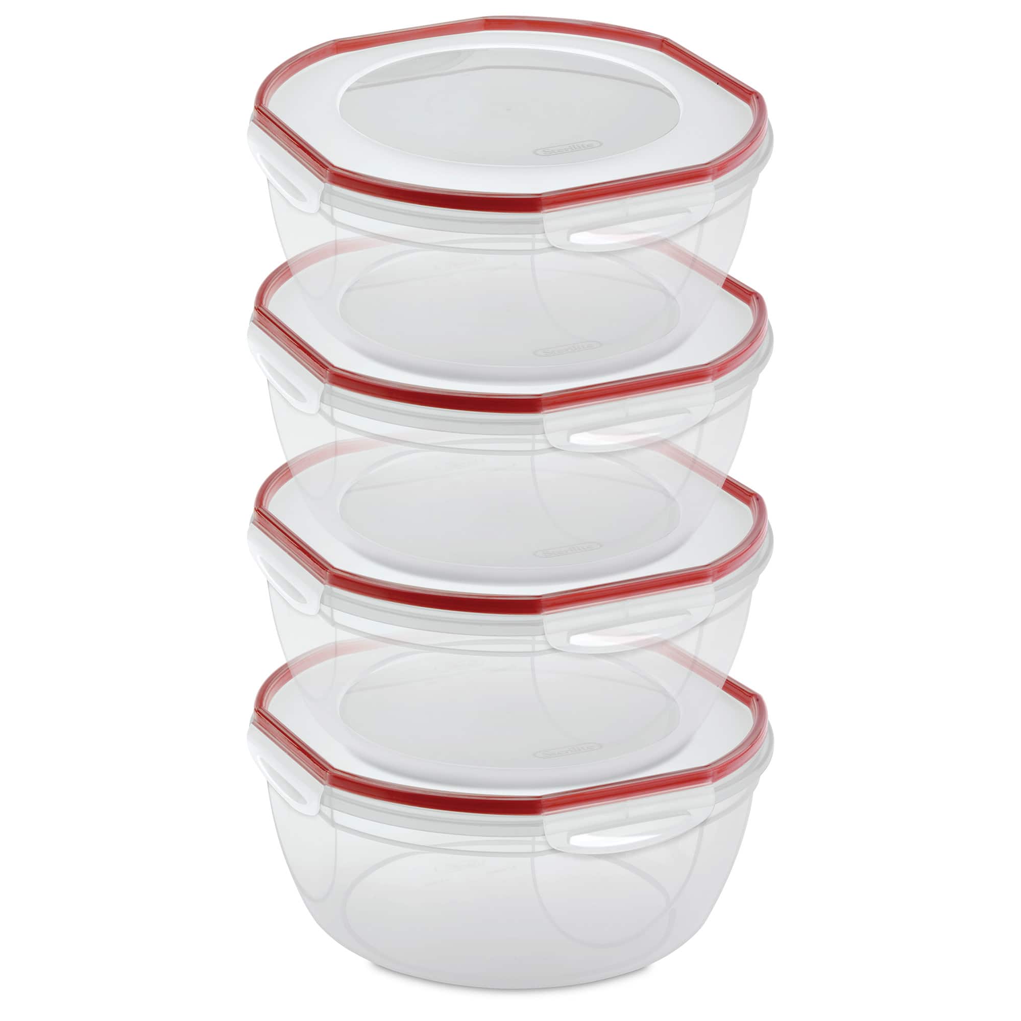 Sterilite - Ultra Seal 8.10 Quart Plastic Food Storage Bowl Container, 4 Pack - Clear