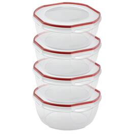 Sterilite - Ultra Seal 8.10 Quart Plastic Food Storage Bowl Container, 4 Pack - Clear