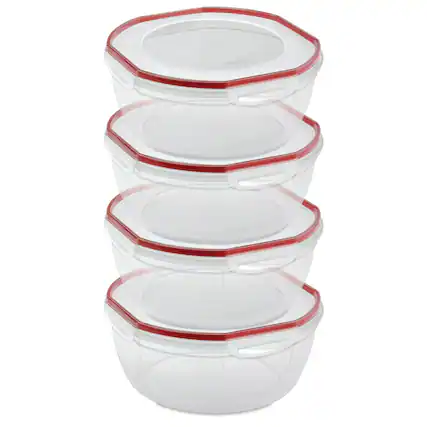 Front. Sterilite - Sterilite Ultra Seal 8.10 Quart Plastic Food Storage Bowl Container, 4 Pack - Clear.