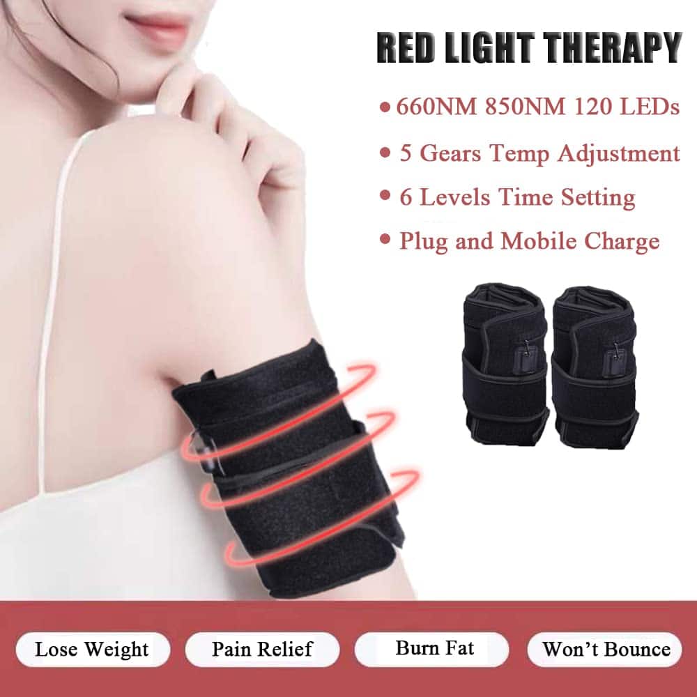 The Best Inks - 2pcs Red Light Thera-py Arm Belt 660nm And 850nm Wrap With Timer & Brightness Setting Pad For Shoulder Joints - Default